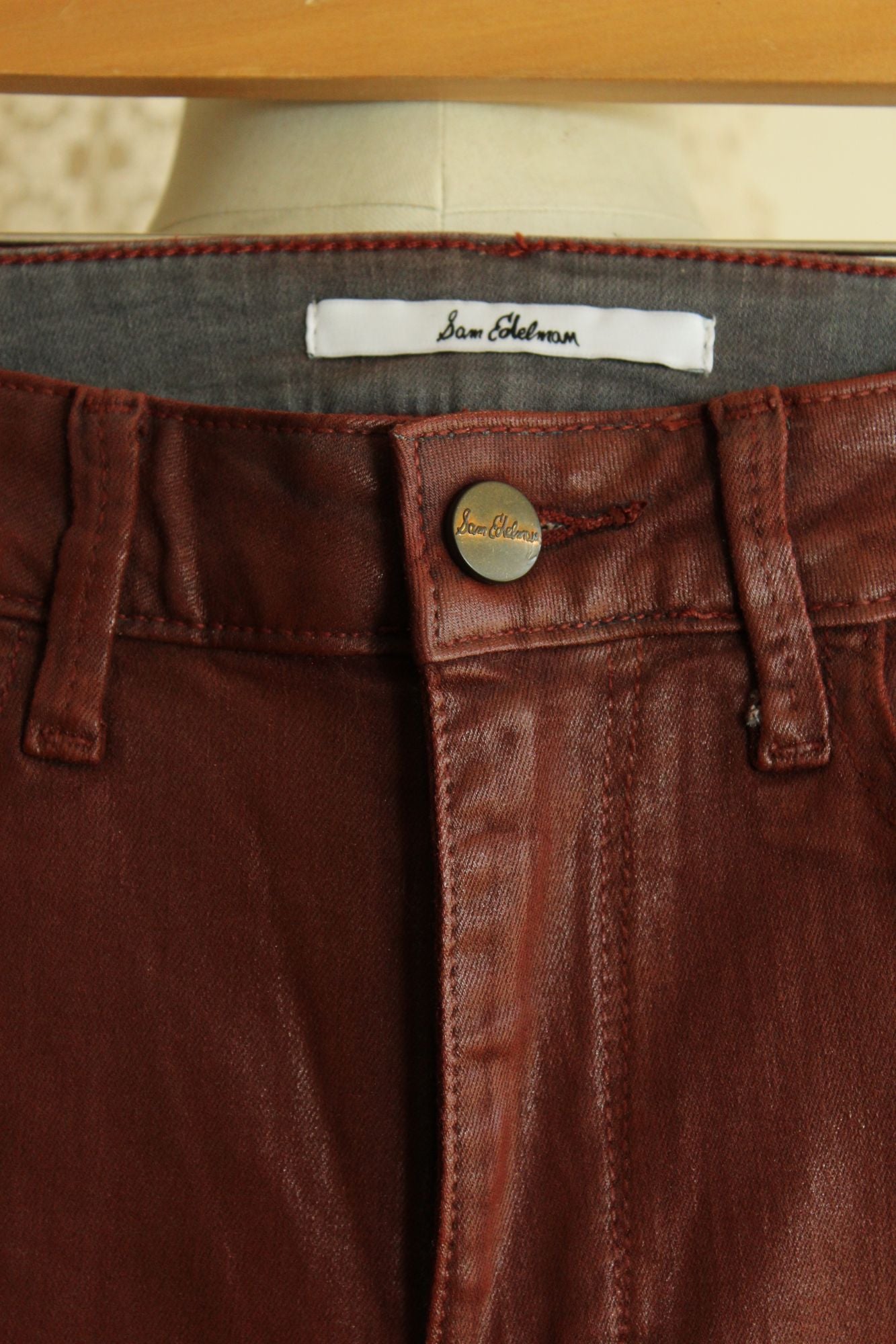 NWT Sam Edelman Skinny Ankle Jeans Stiletto  Faux Leather SZ 4/27 High Rise