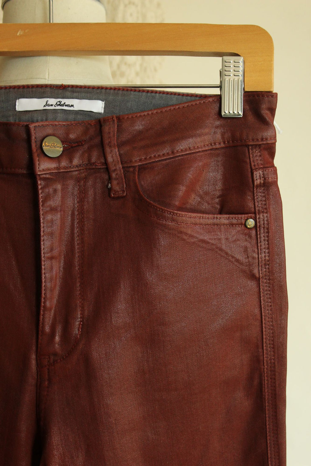 NWT Sam Edelman Skinny Ankle Jeans Stiletto  Faux Leather SZ 4/27 High Rise