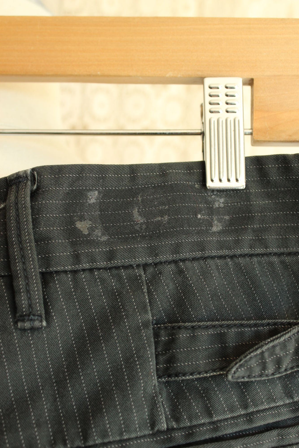Mens Express ROCCO Pinstripe Pants 32x30 Slim Fit Low Rise Straight Leg Gray