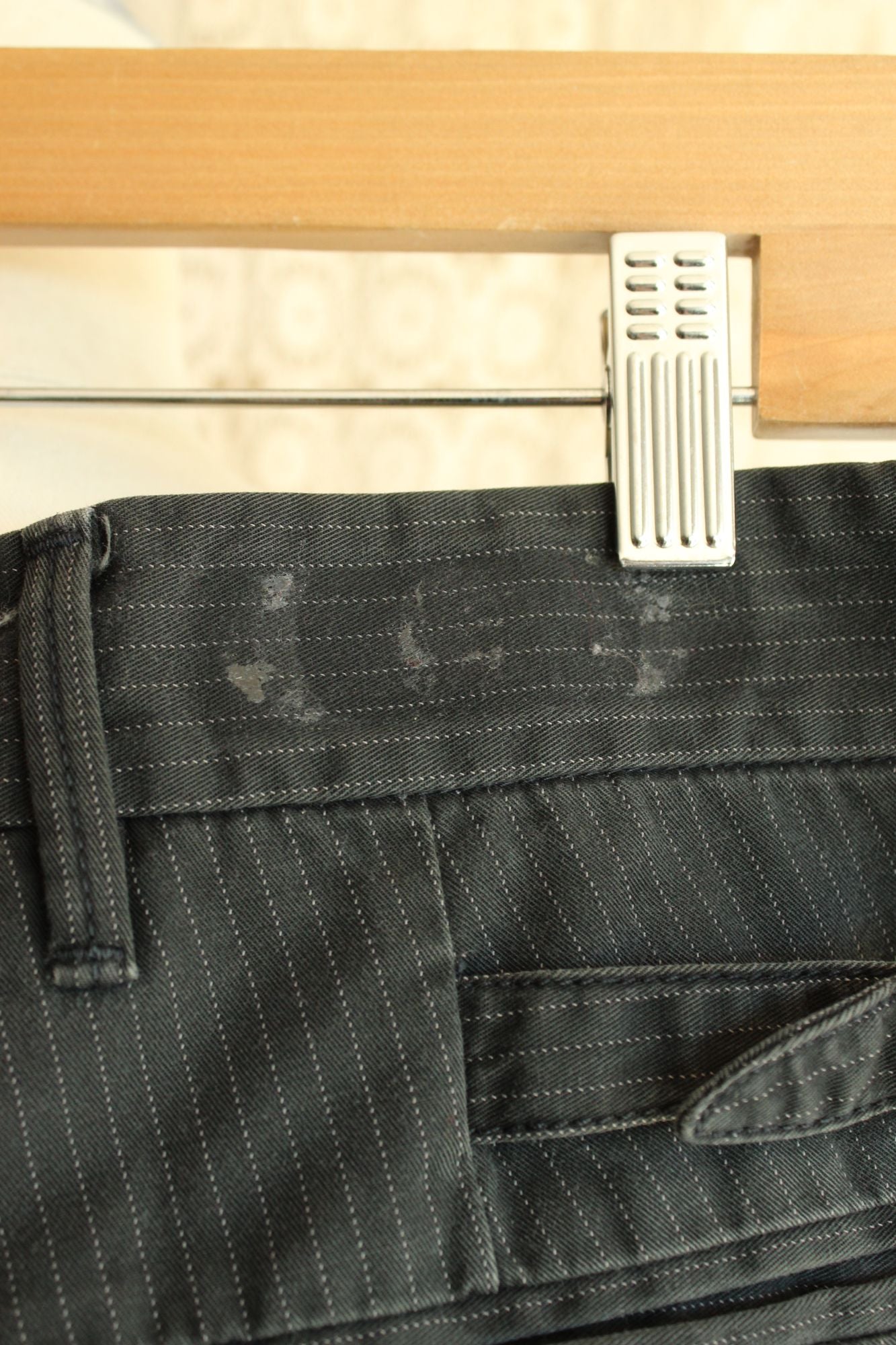 Mens Express ROCCO Pinstripe Pants 32x30 Slim Fit Low Rise Straight Leg Gray