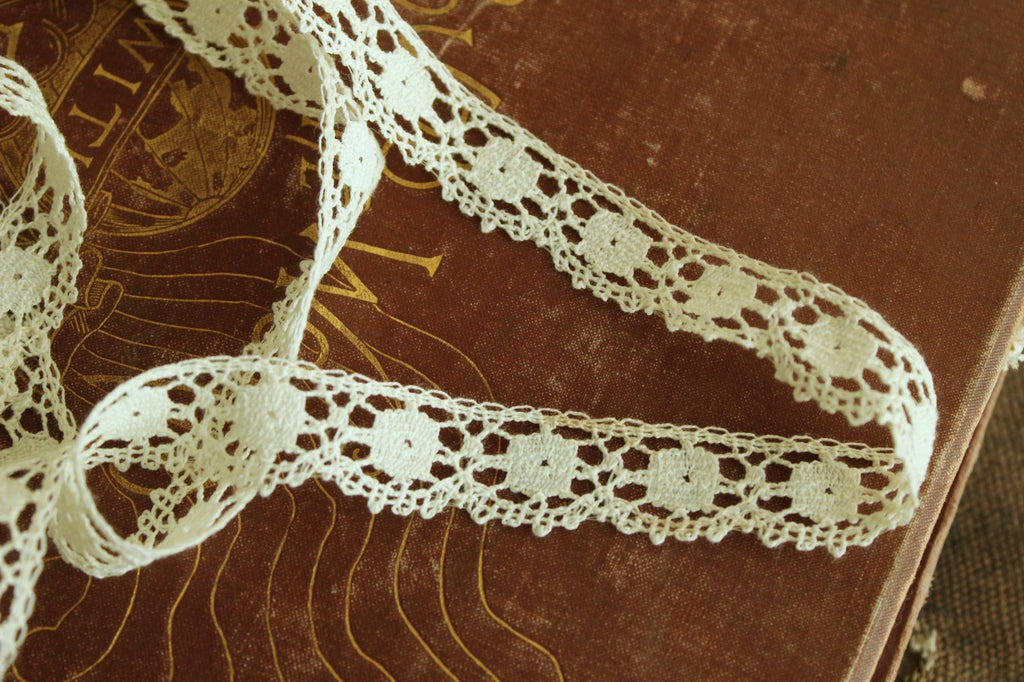 Vintage Lace Trim, Ivory Crochet, .75" Two Yards