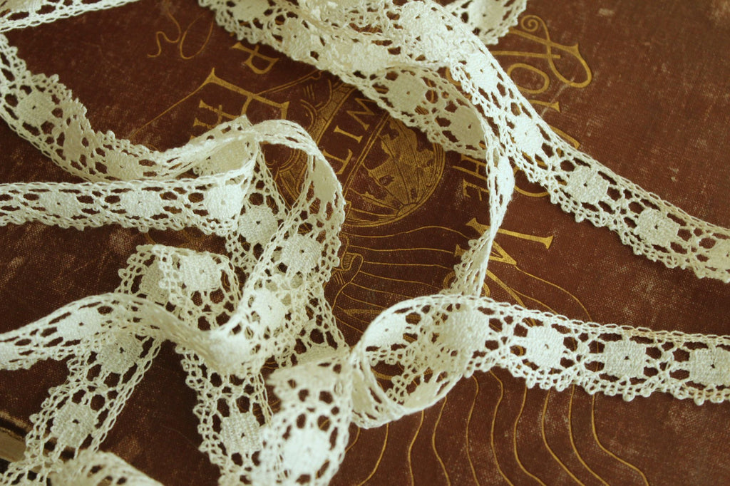 Vintage Lace Trim, Ivory Crochet, .75" Two Yards