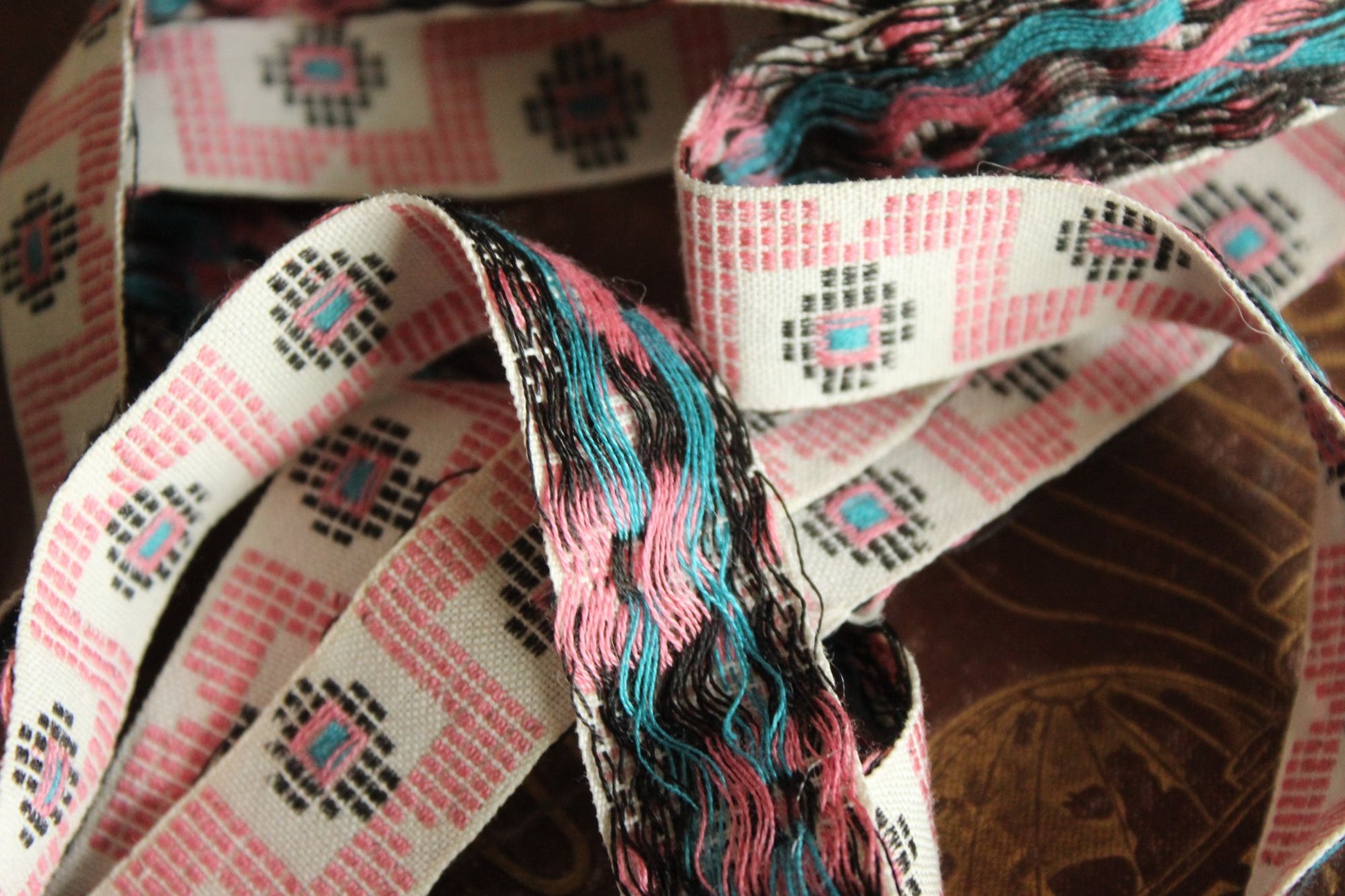 Vintage Jacquard Ribbon Trim, One Yard 24 Inch Piece .75 Inch Wide