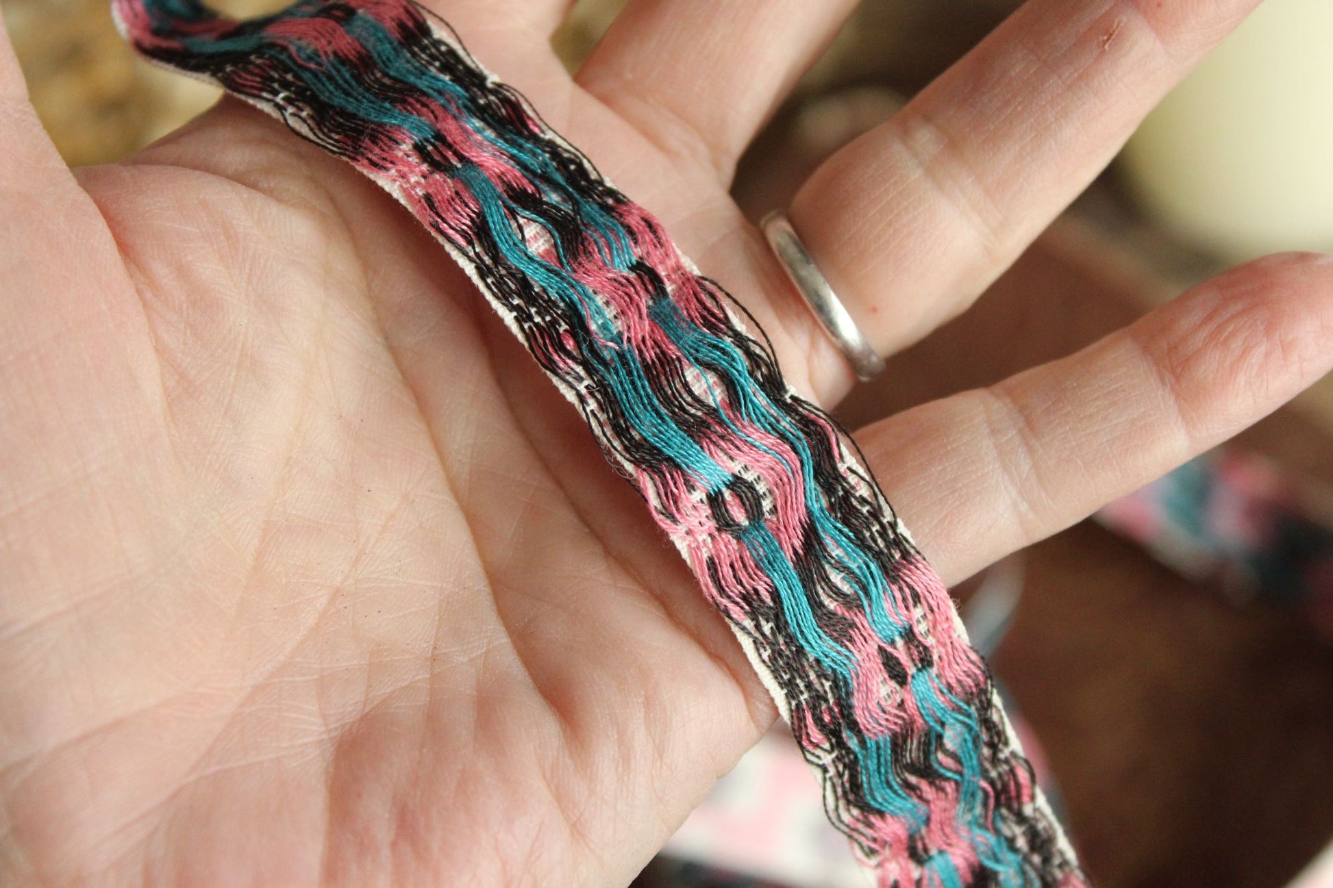 Vintage Jacquard Ribbon Trim, One Yard 24 Inch Piece .75 Inch Wide