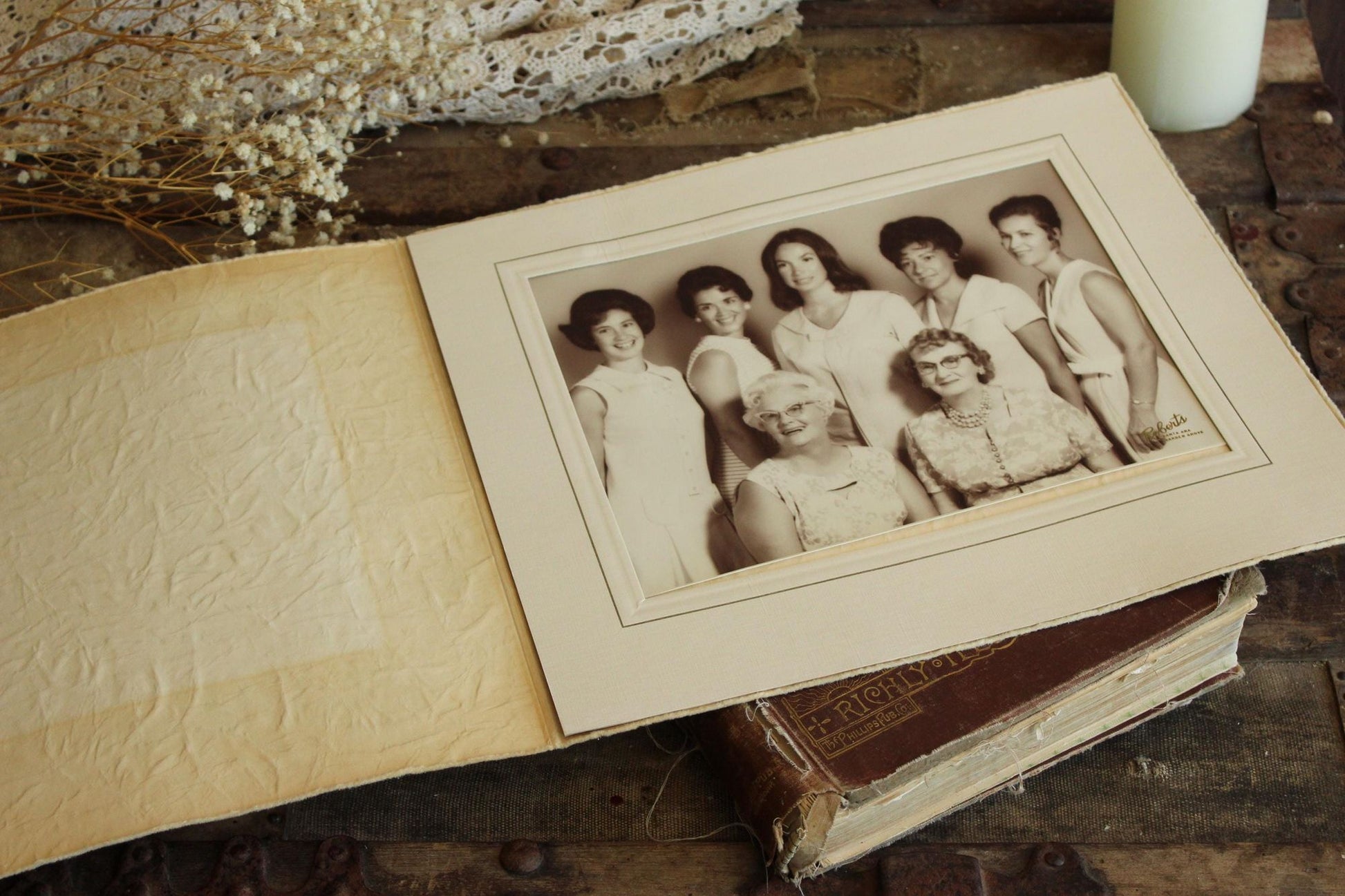 Vintage 1960s Studio Family Portrait Photo of Multi Generational Women