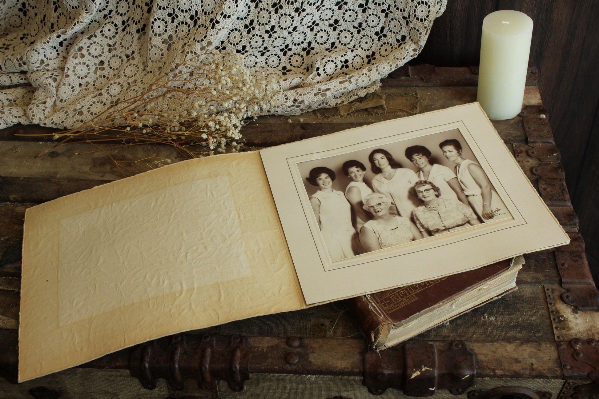 Vintage 1960s Studio Family Portrait Photo of Multi Generational Women