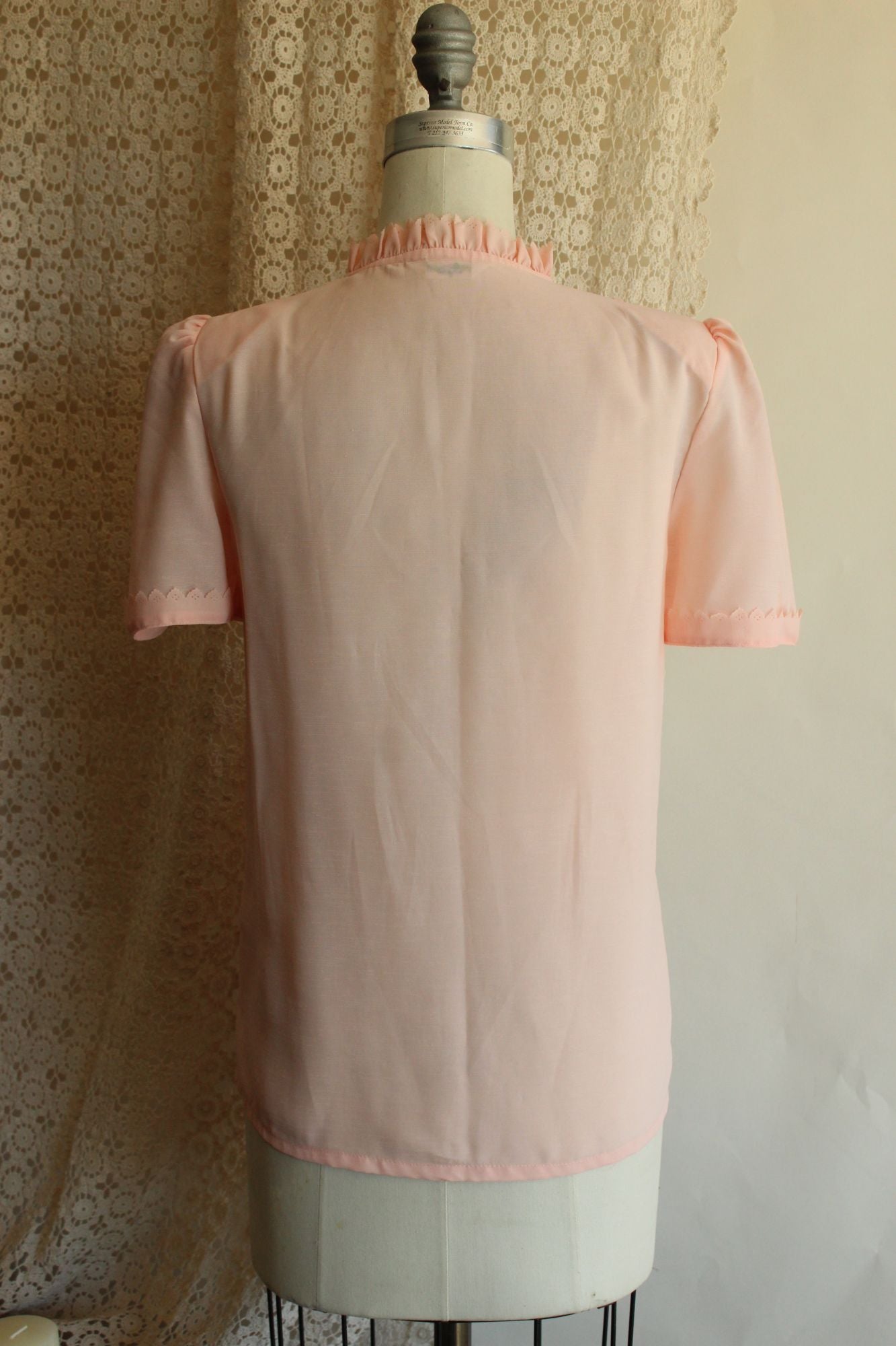 S.T. Fashion Pink Ruffle Blouse, Vintage Inspired, Cottage Core, Size 9
