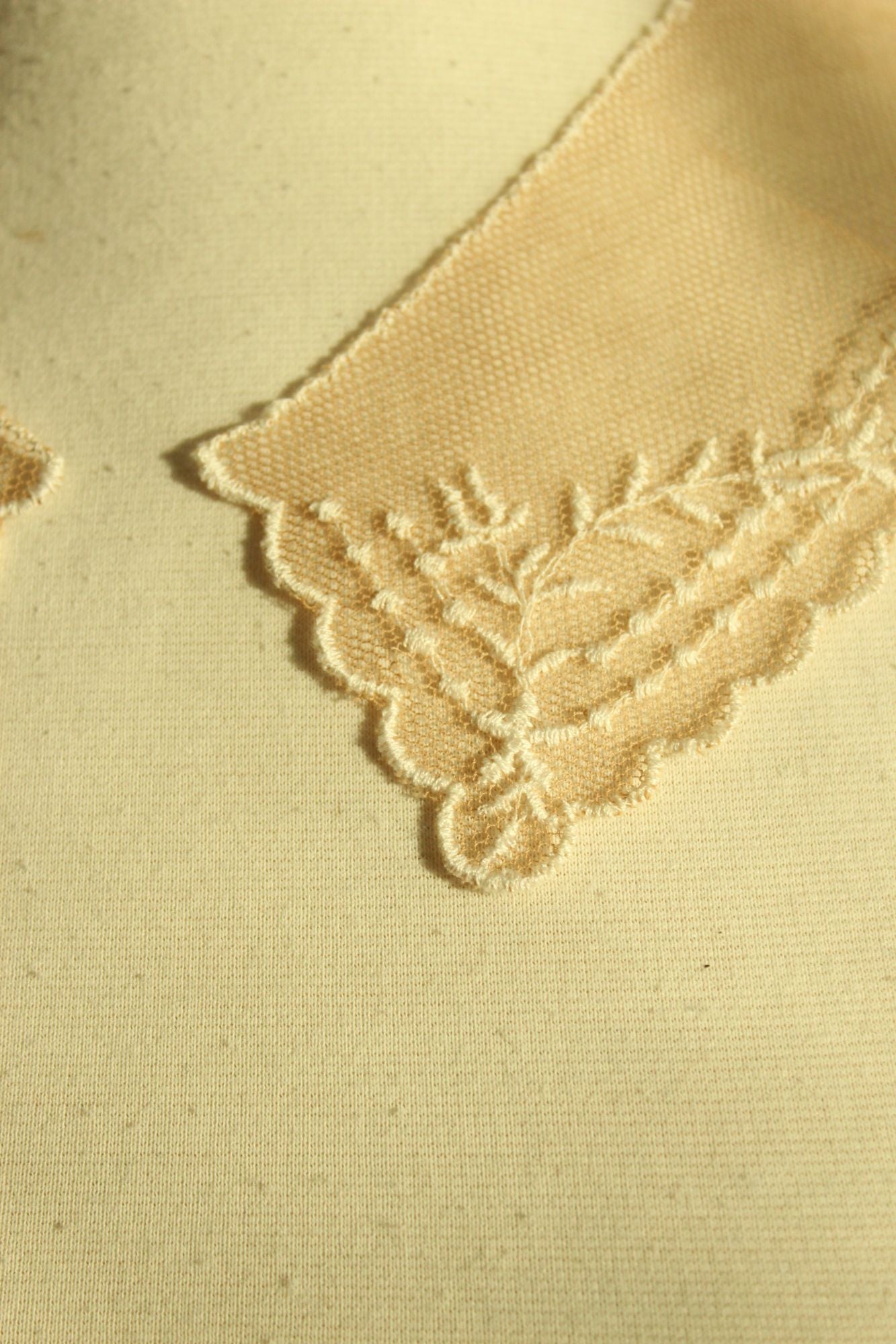 Vintage Pair of 9" Long Ivory Lace Collar Appliques
