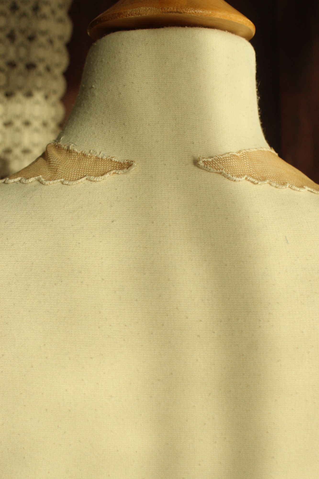Vintage Pair of 9" Long Ivory Lace Collar Appliques