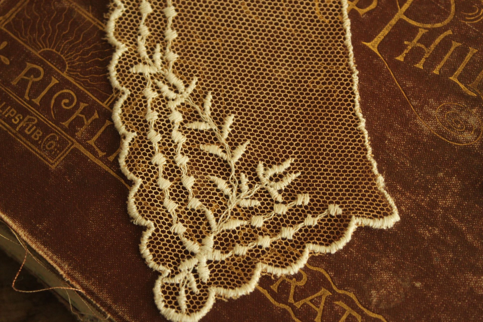 Vintage Pair of 9" Long Ivory Lace Collar Appliques