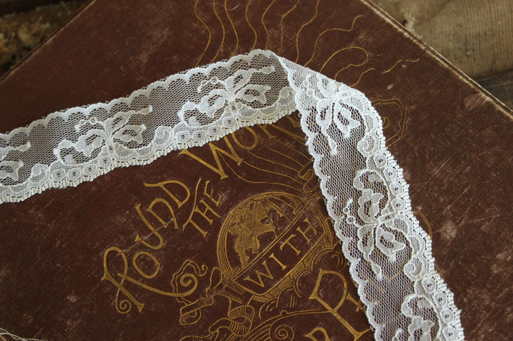 Vintage White Lace Trim, 3 Yards, 1.25" wide, Nylon, Sewing Supply