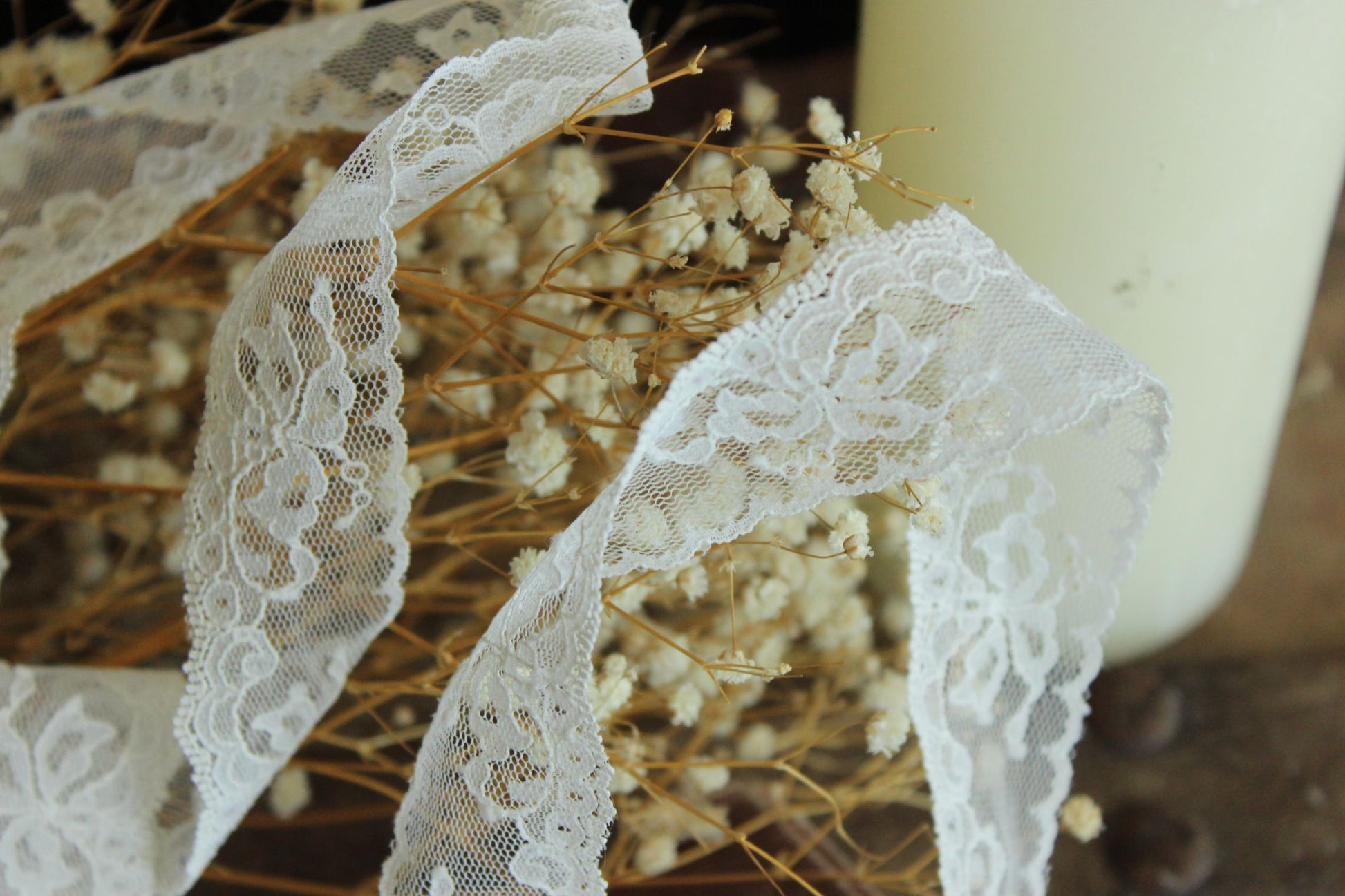 Vintage White Lace Trim, 3 Yards, 1.25" wide, Nylon, Sewing Supply