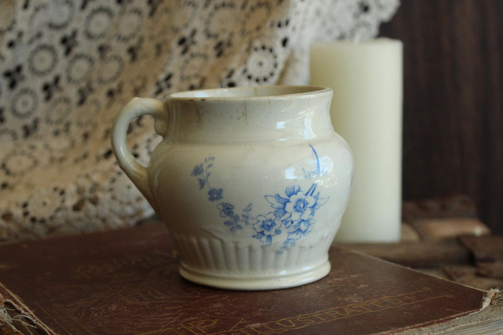 Antique Homer Laughlin 1880s Blue and White Brush Holder