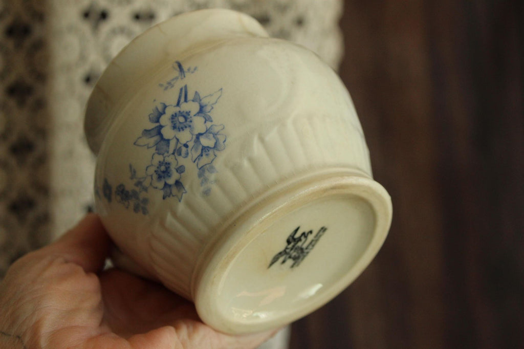 Antique Homer Laughlin 1880s Blue and White Brush Holder