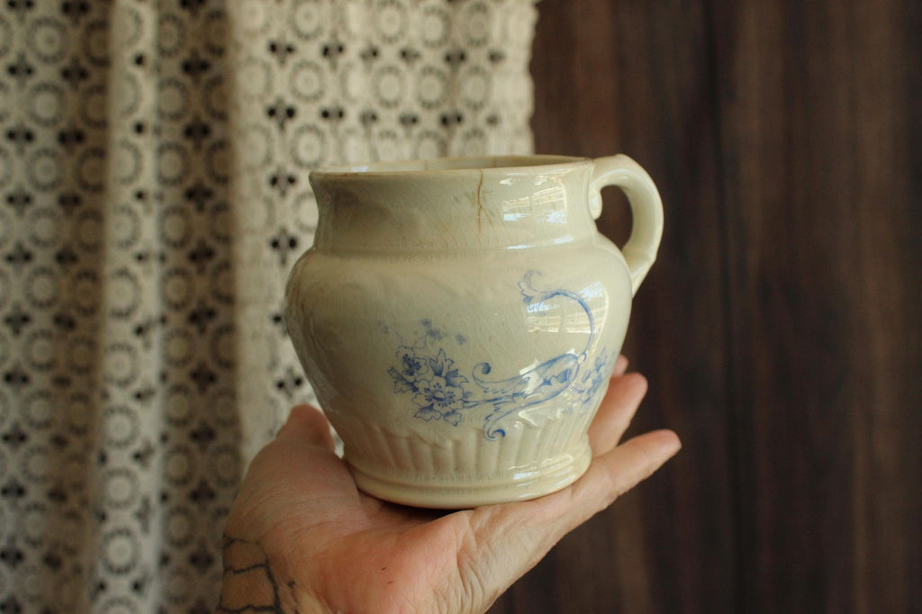 Antique Homer Laughlin 1880s Blue and White Brush Holder