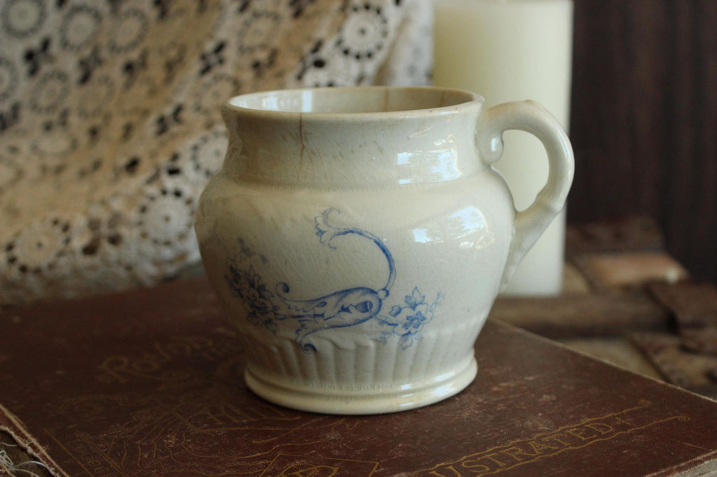Antique Homer Laughlin 1880s Blue and White Brush Holder