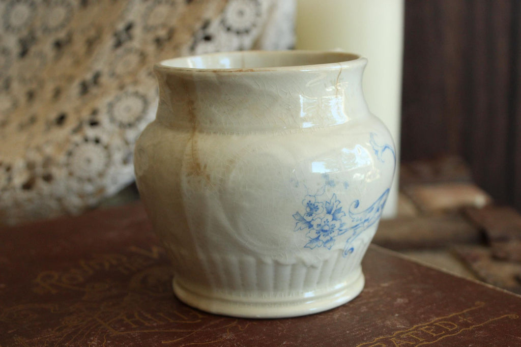Antique Homer Laughlin 1880s Blue and White Brush Holder