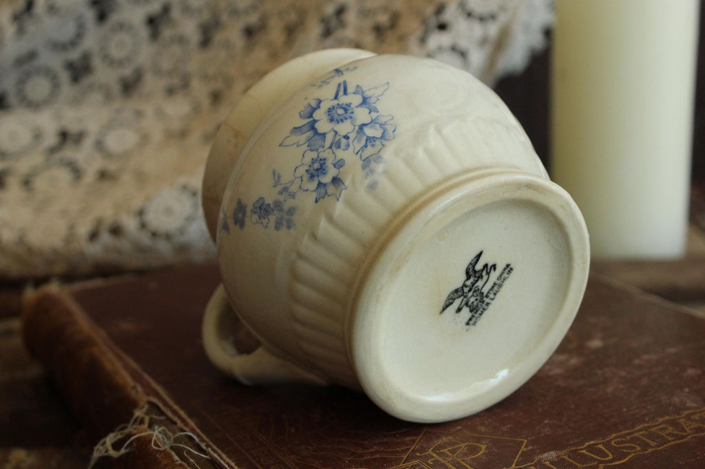 Antique Homer Laughlin 1880s Blue and White Brush Holder