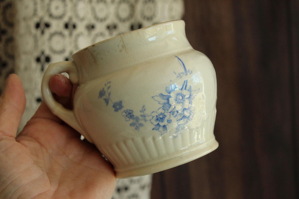 Antique Homer Laughlin 1880s Blue and White Brush Holder