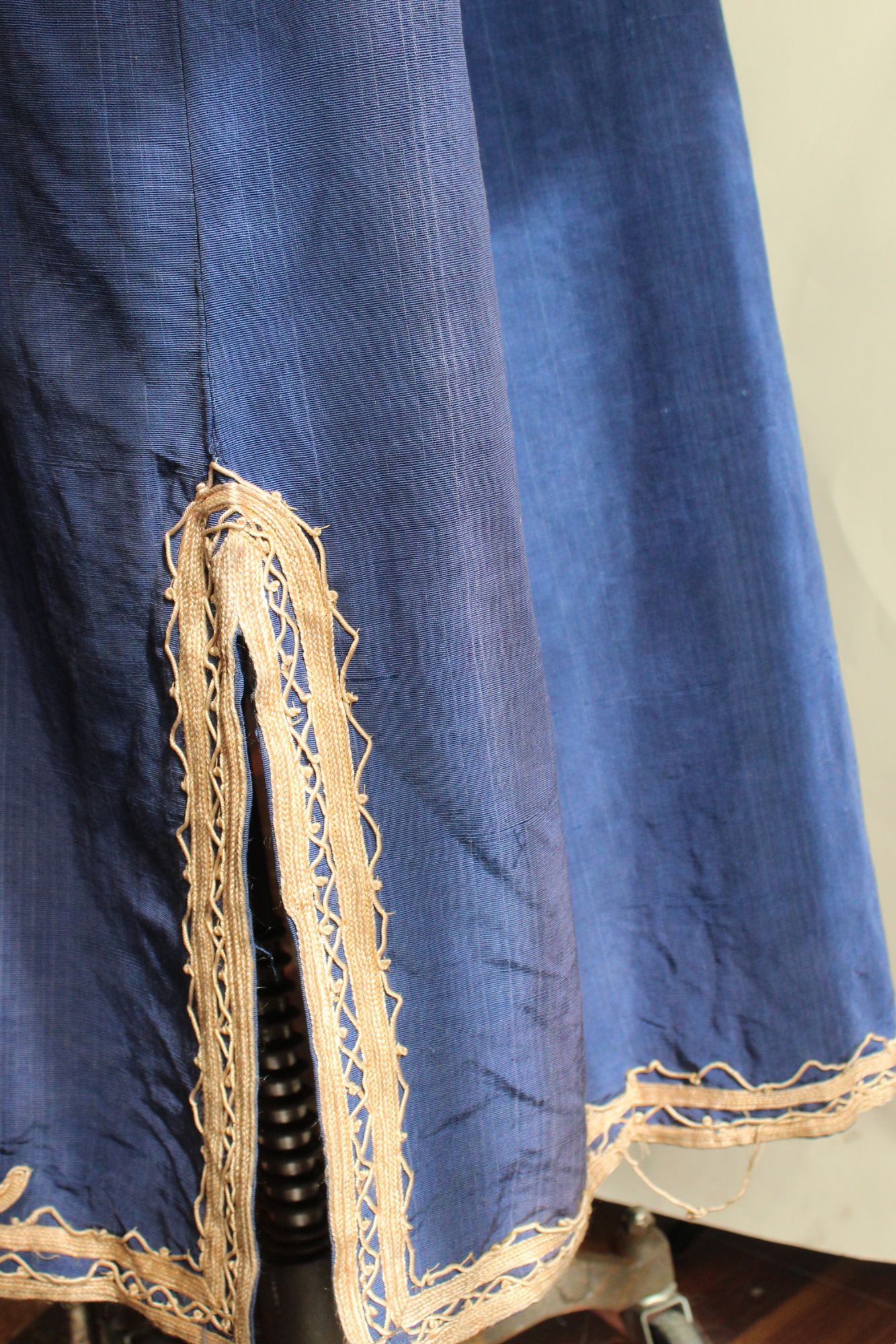 Vintage Moroccan Caftan in Blue and Gold