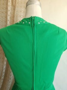 Vintage 1970s Kelly Green Poly Maxidress