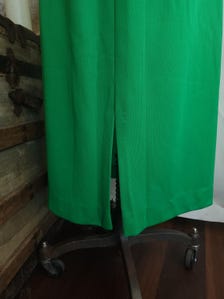 Vintage 1970s Kelly Green Poly Maxidress