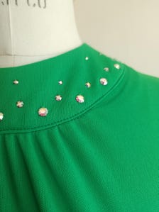 Vintage 1970s Kelly Green Poly Maxidress