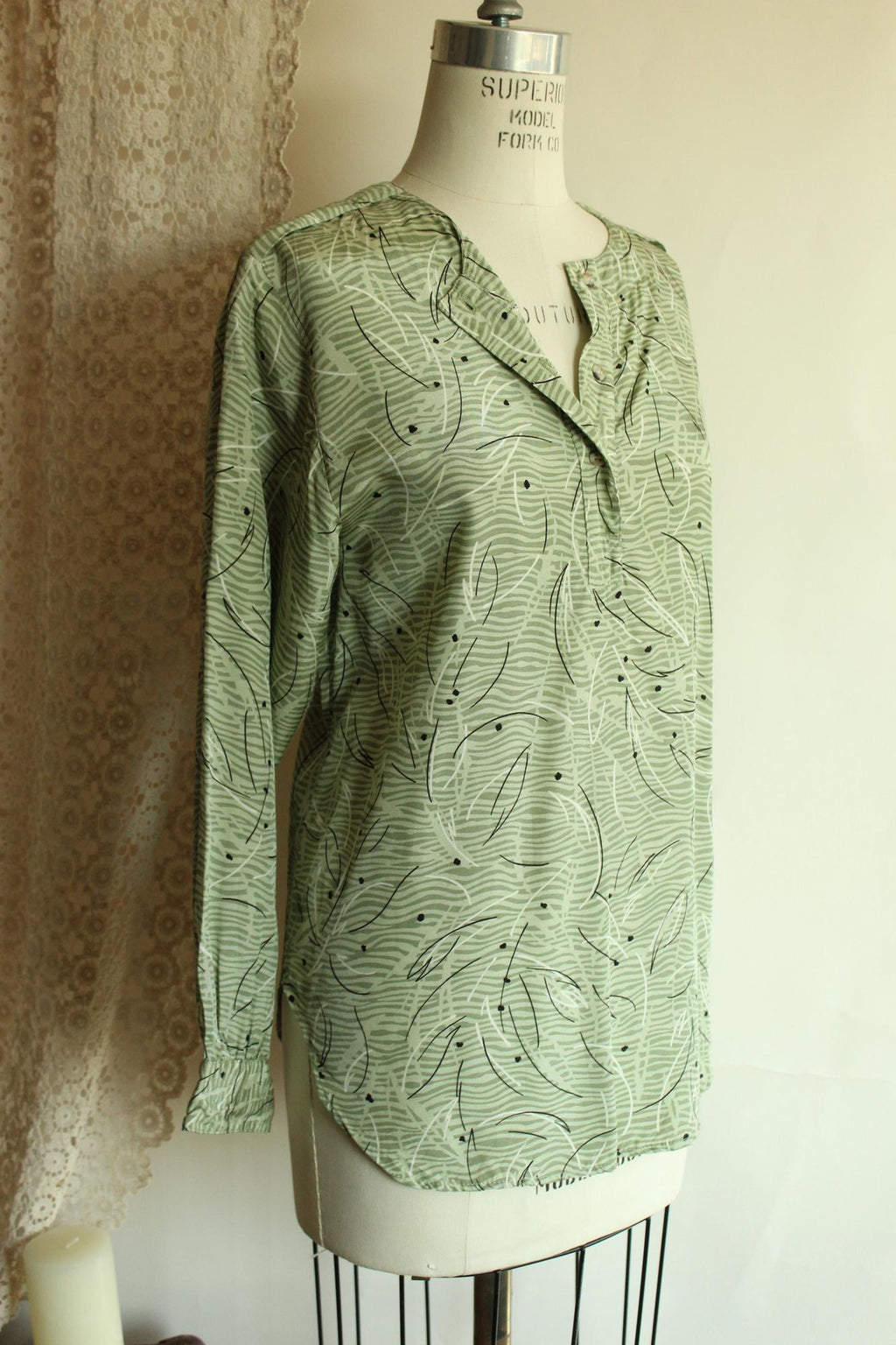Vintage 1980s 1990s Notations Green and Black Tunic