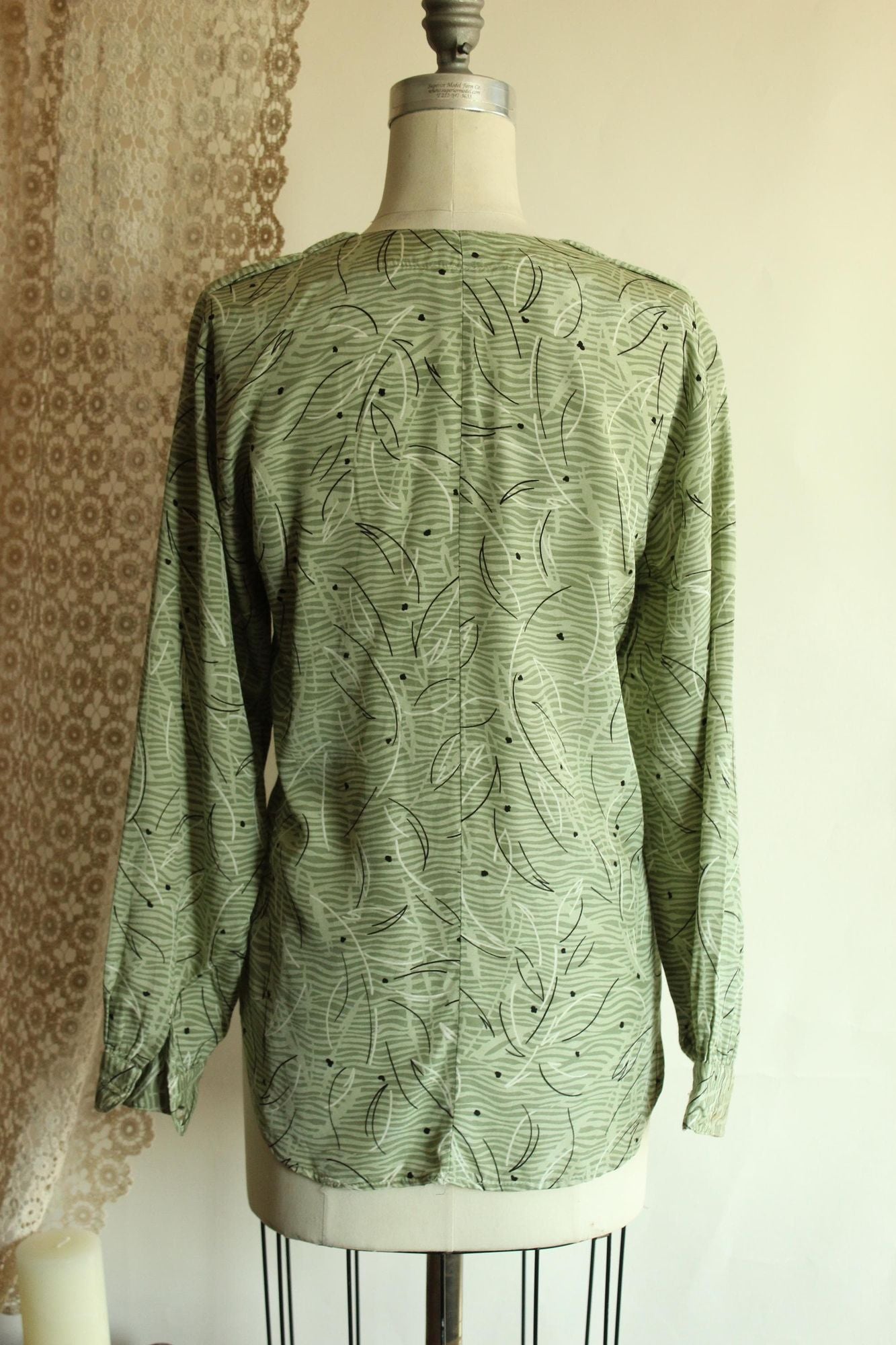 Vintage 1980s 1990s Notations Green and Black Tunic