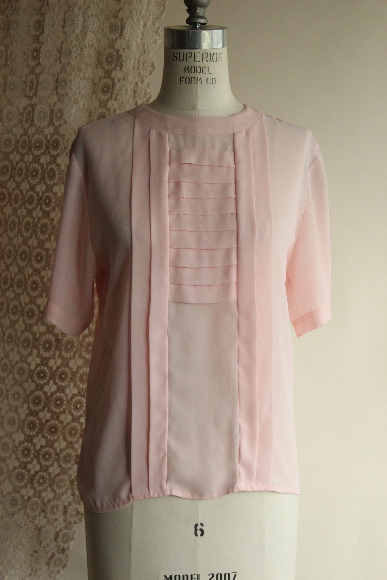 Vintage 1980s 1990s Laura & Jayne Pink Pleated Blouse