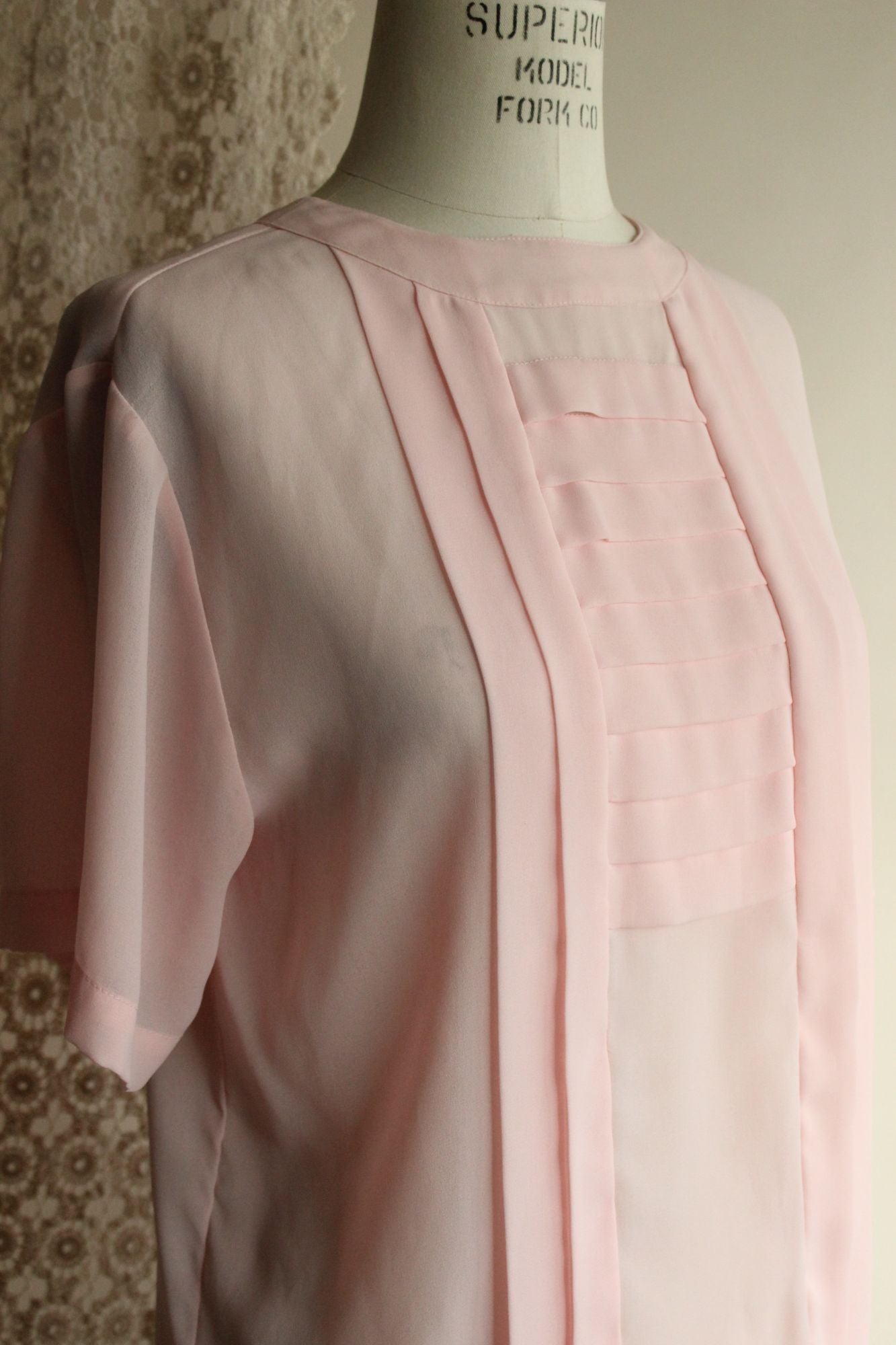 Vintage 1980s 1990s Laura & Jayne Pink Pleated Blouse
