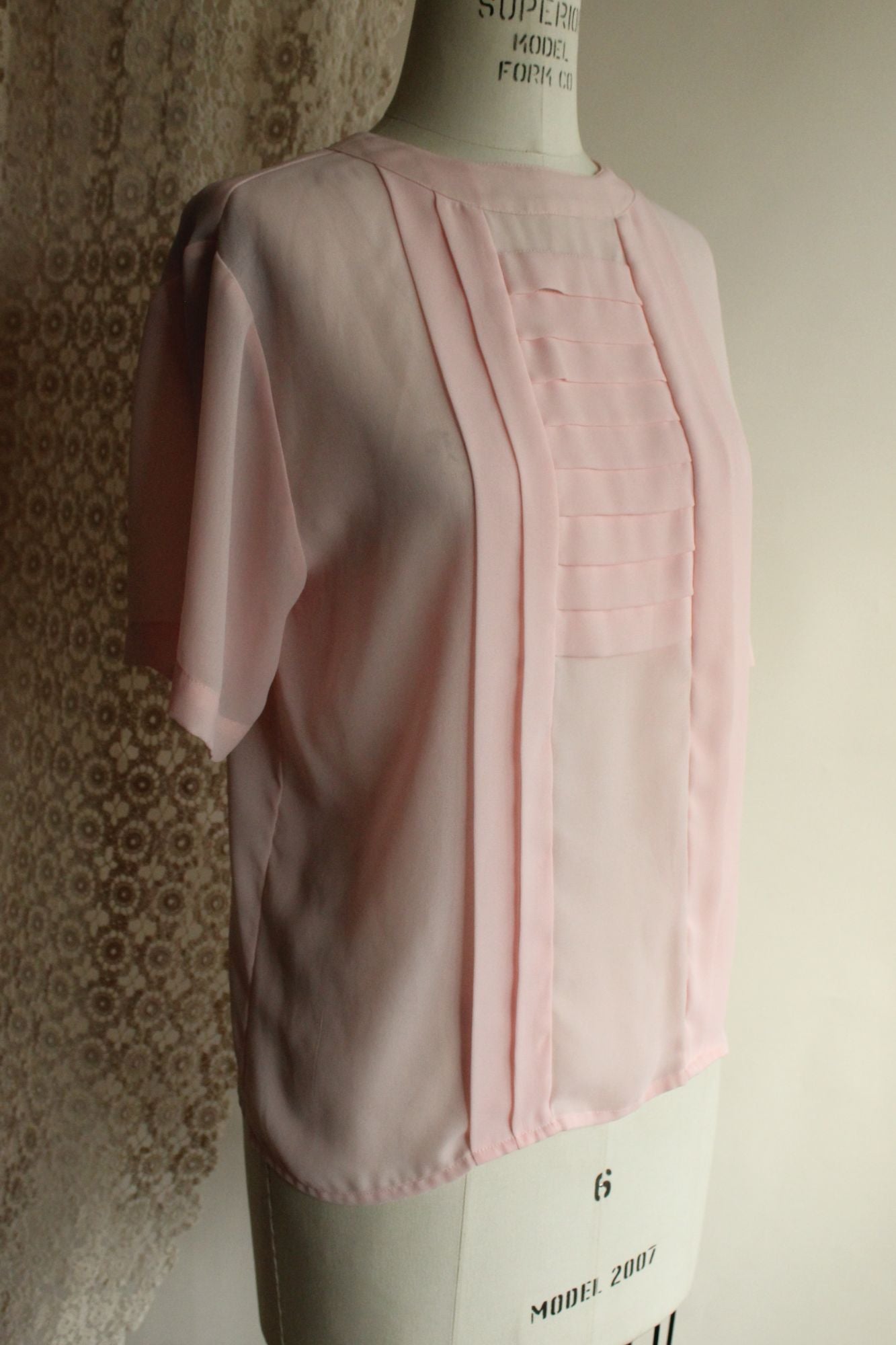 Vintage 1980s 1990s Laura & Jayne Pink Pleated Blouse