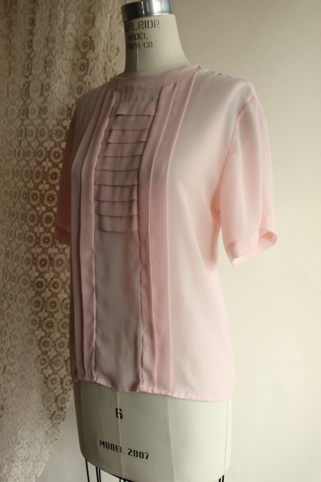 Vintage 1980s 1990s Laura & Jayne Pink Pleated Blouse