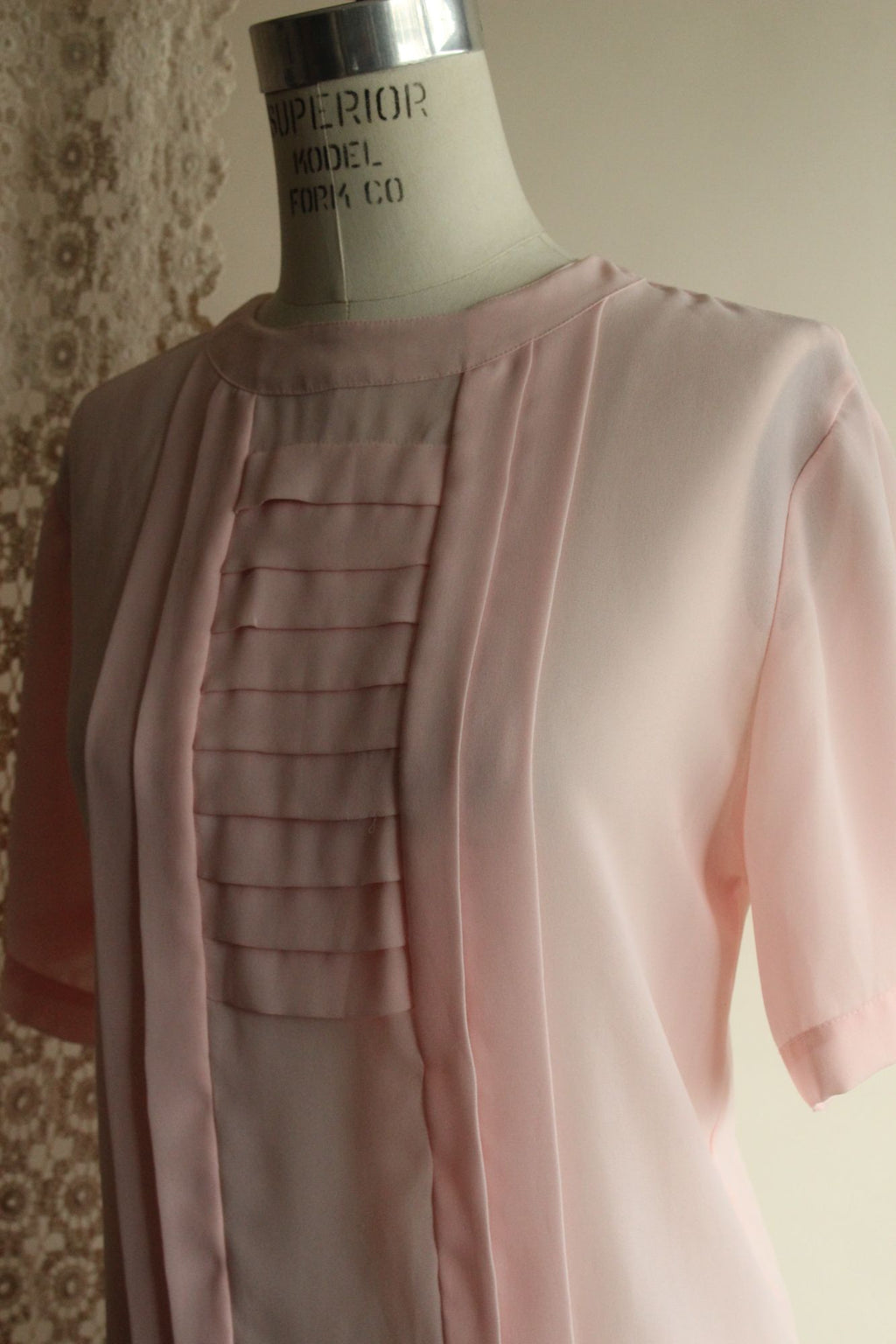 Vintage 1980s 1990s Laura & Jayne Pink Pleated Blouse