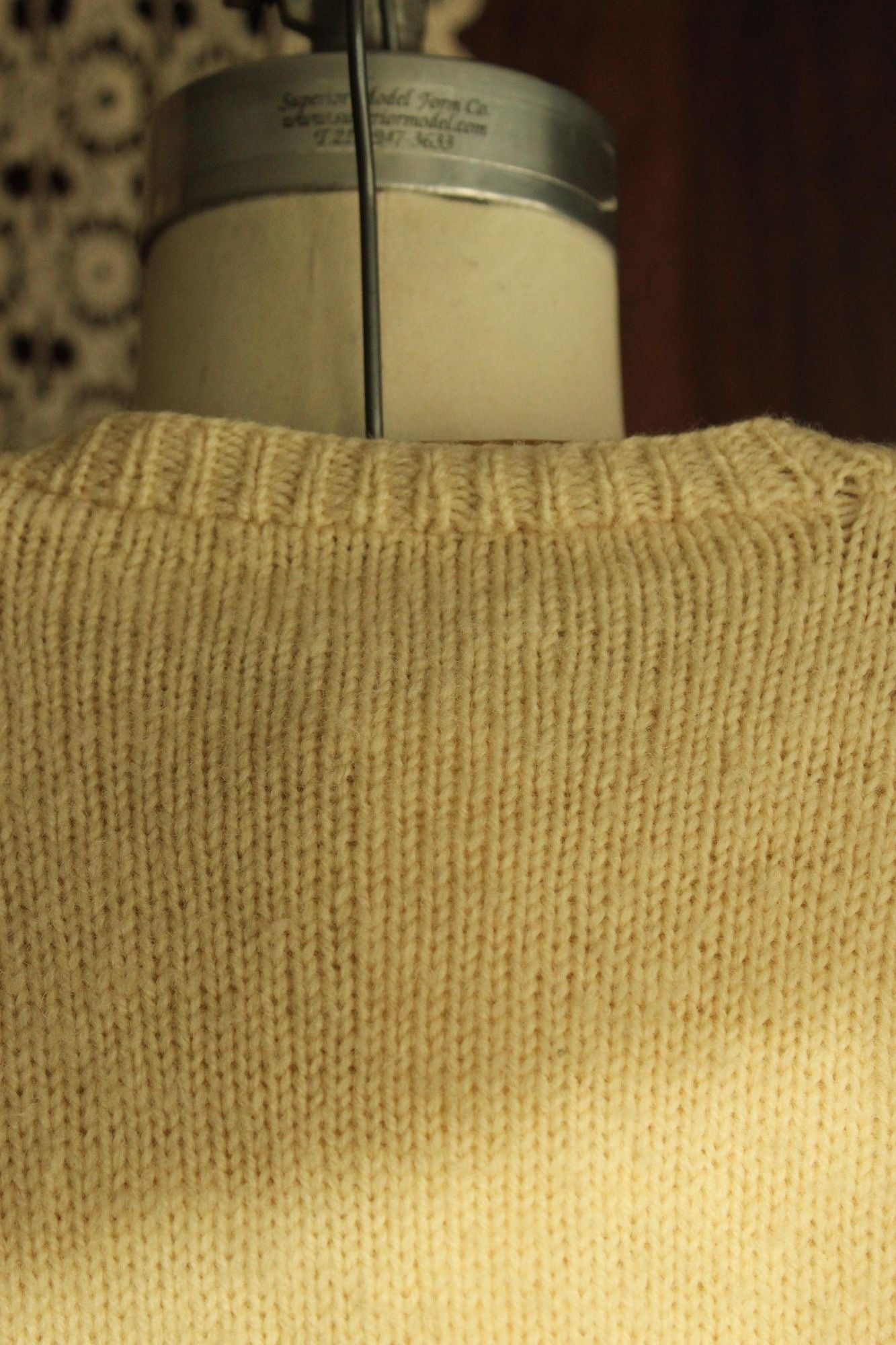 Vintage 1950s Ivory Wool Knit Baby Cardigan