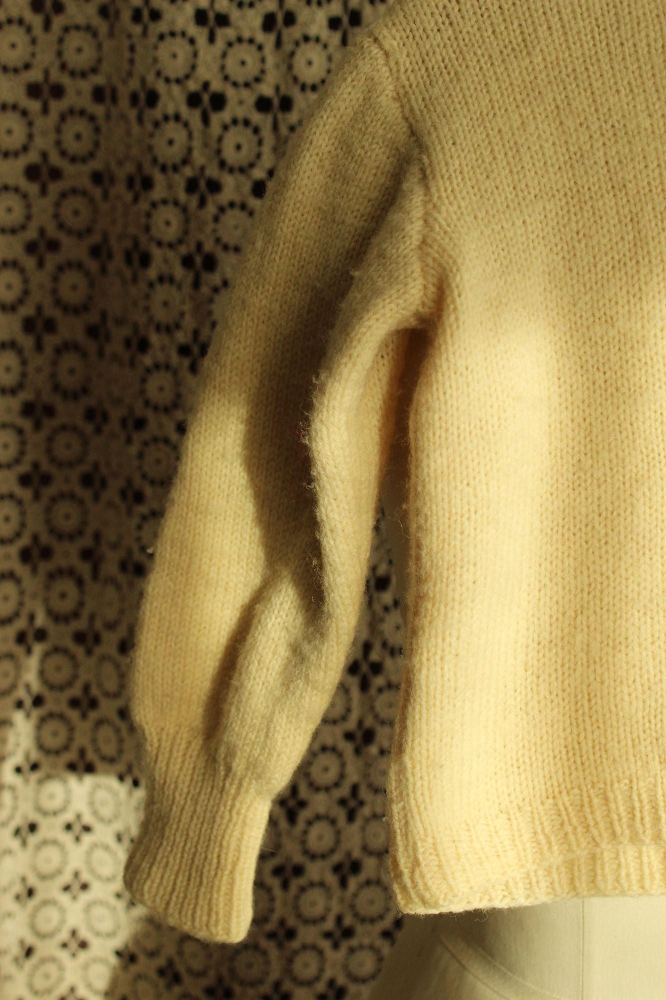 Vintage 1950s Ivory Wool Knit Baby Cardigan