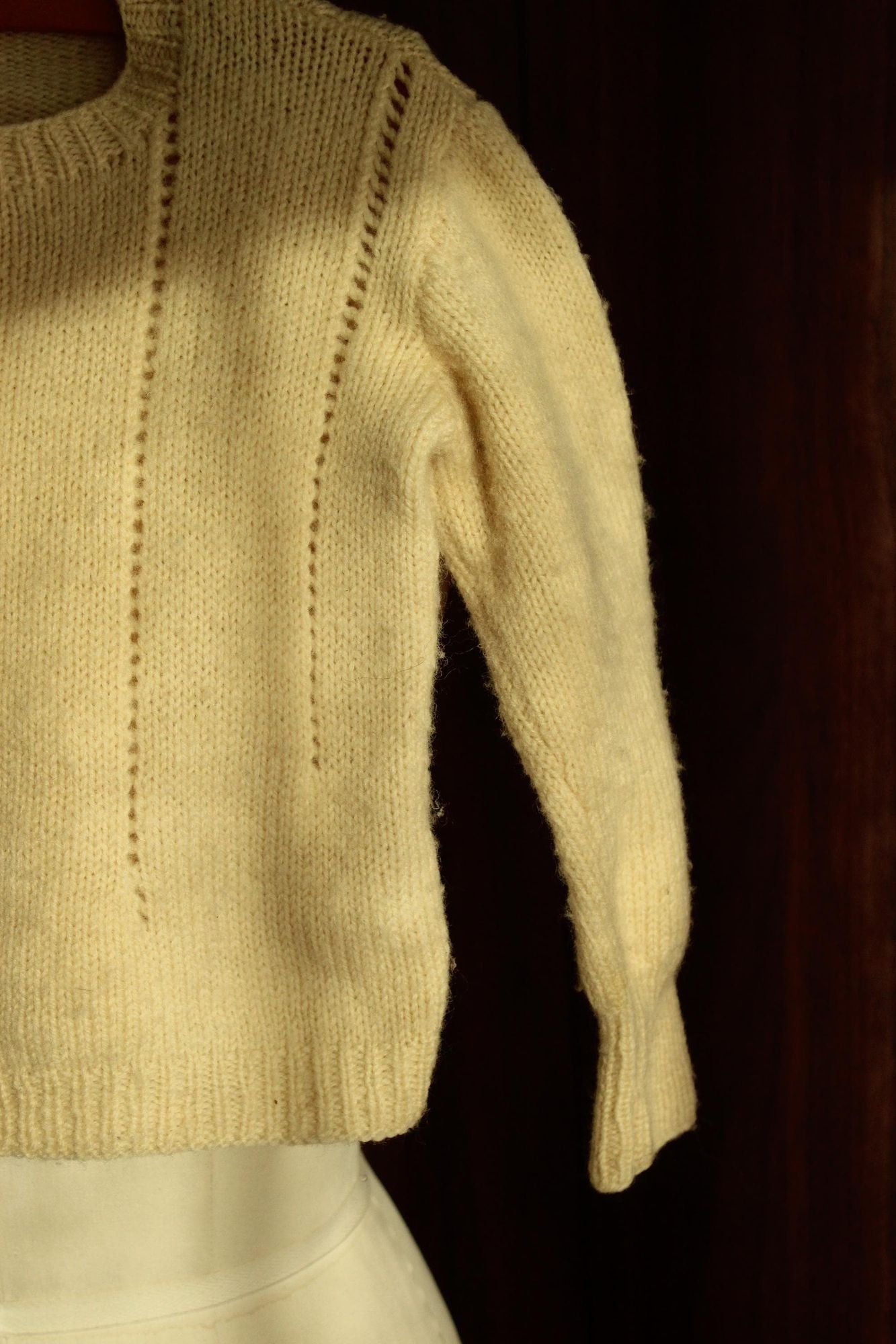 Vintage 1950s Ivory Wool Knit Baby Cardigan