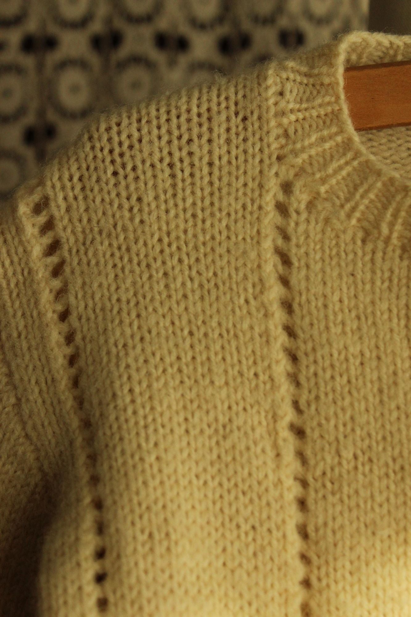 Vintage 1950s Ivory Wool Knit Baby Cardigan