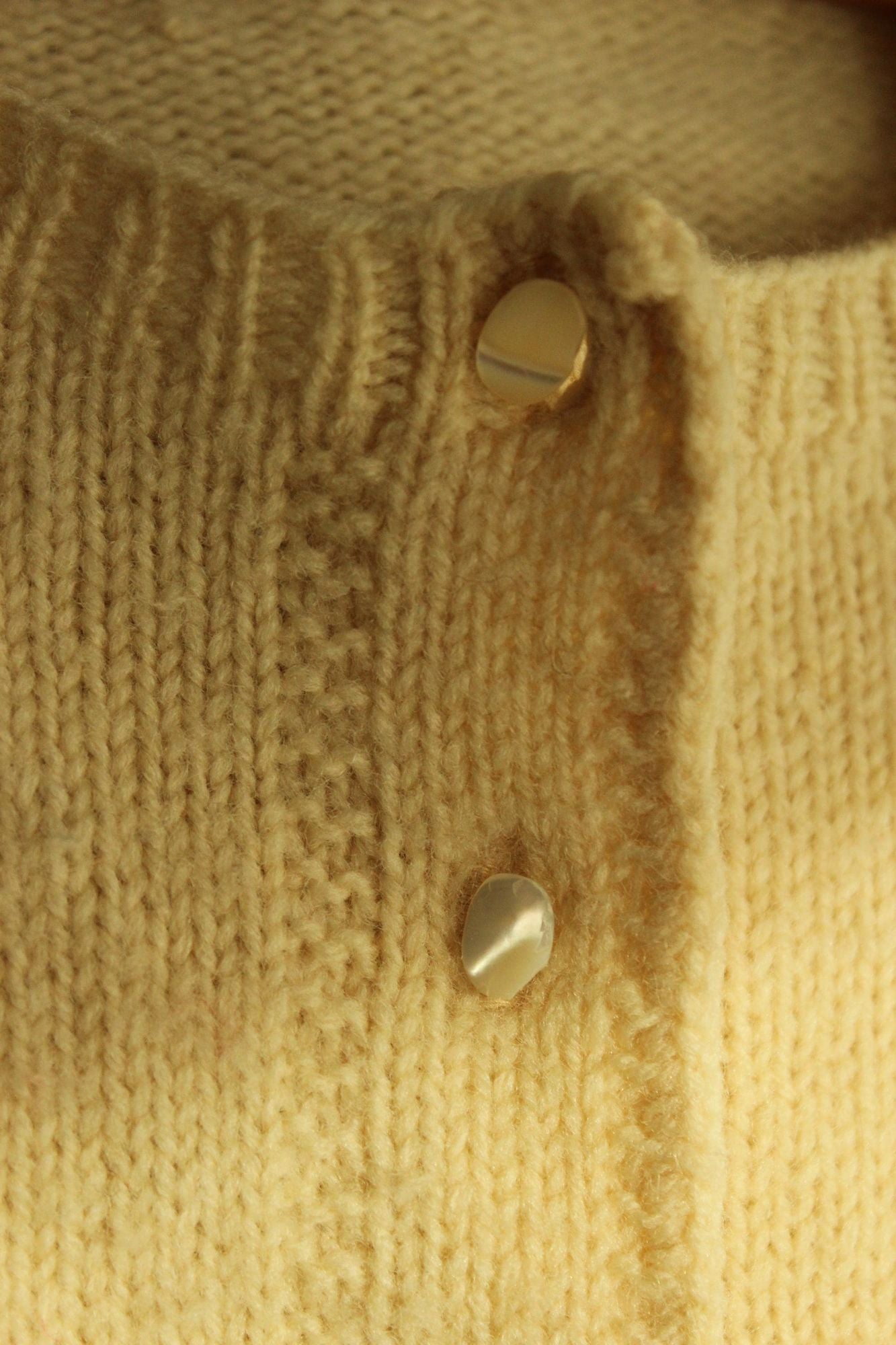 Vintage 1950s Ivory Wool Knit Baby Cardigan