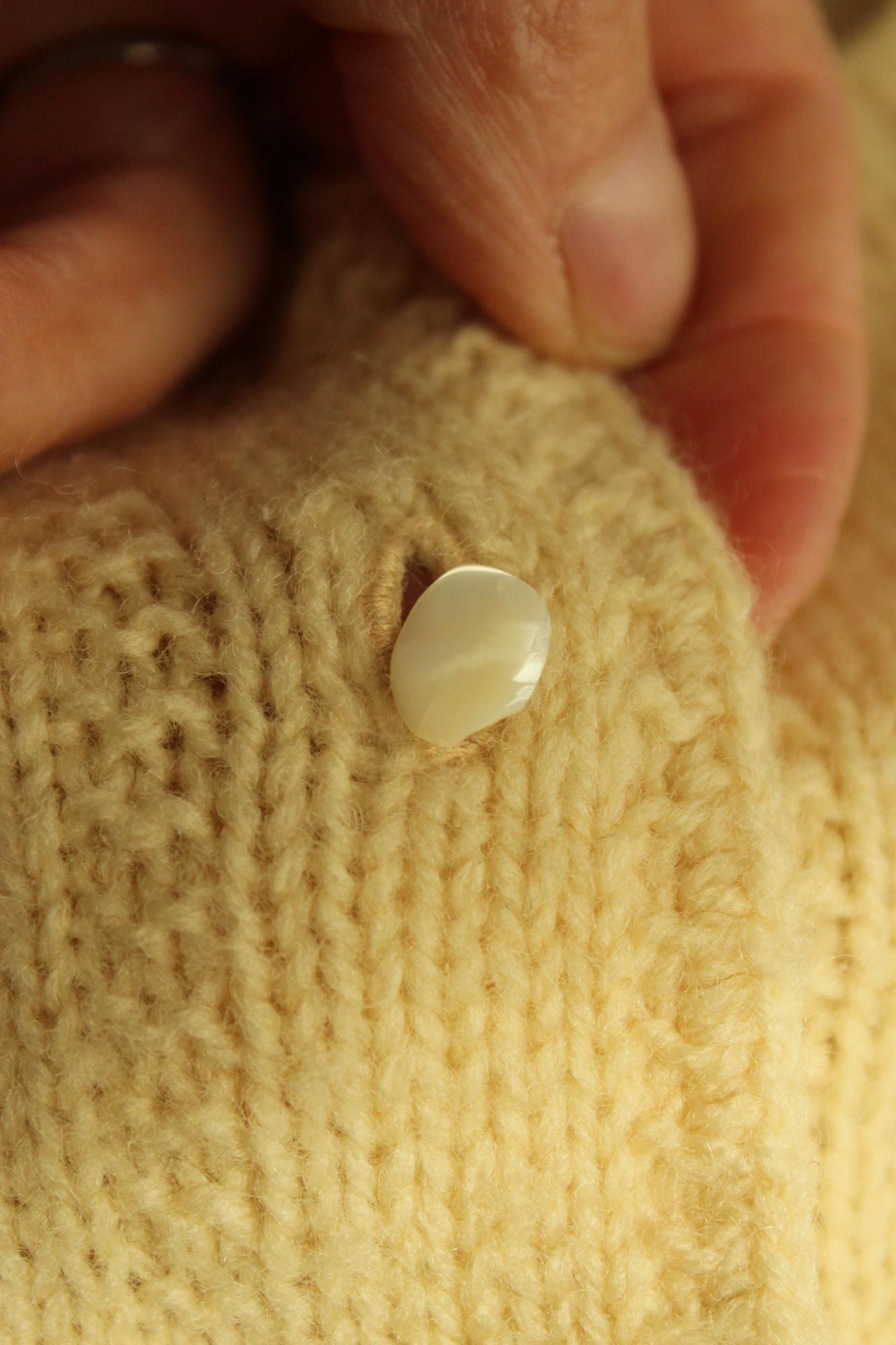 Vintage 1950s Ivory Wool Knit Baby Cardigan