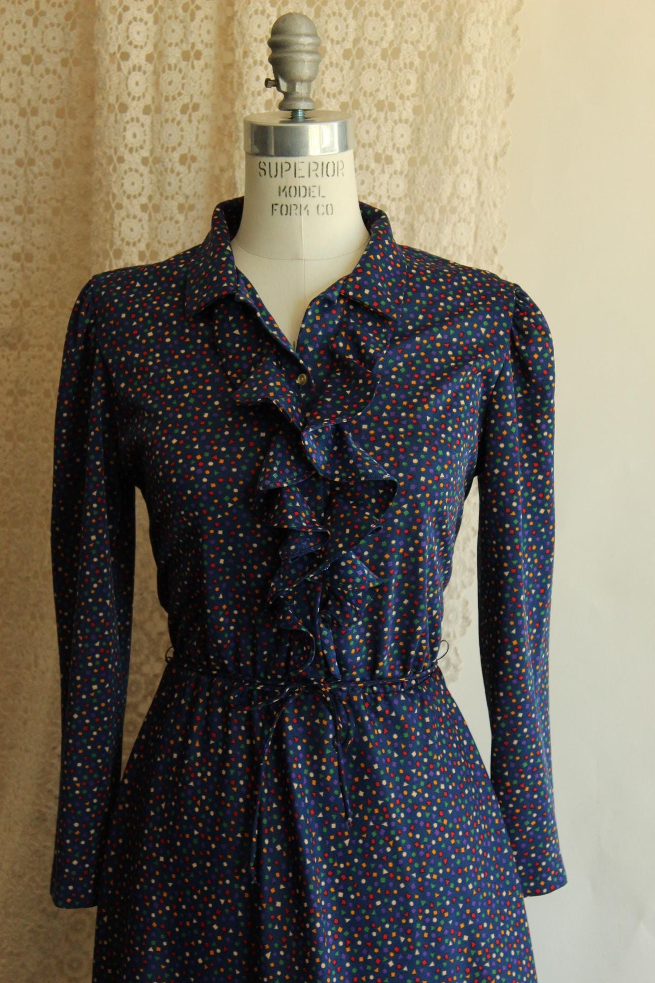 Vintage 1970s Dress with Pockets and Tie Belt by JC Penney