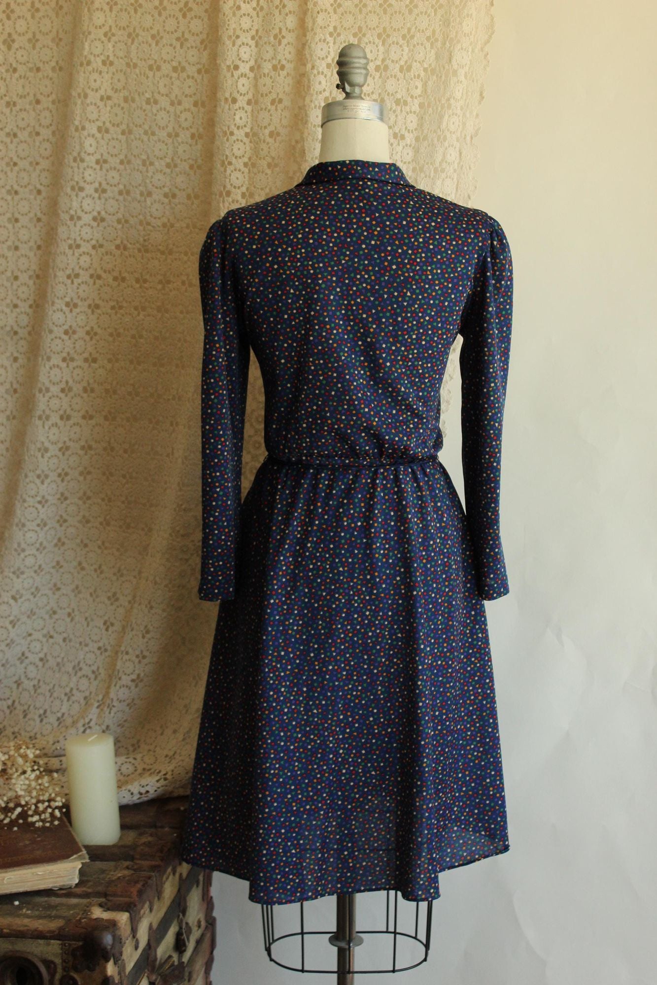 Vintage 1970s Dress with Pockets and Tie Belt by JC Penney
