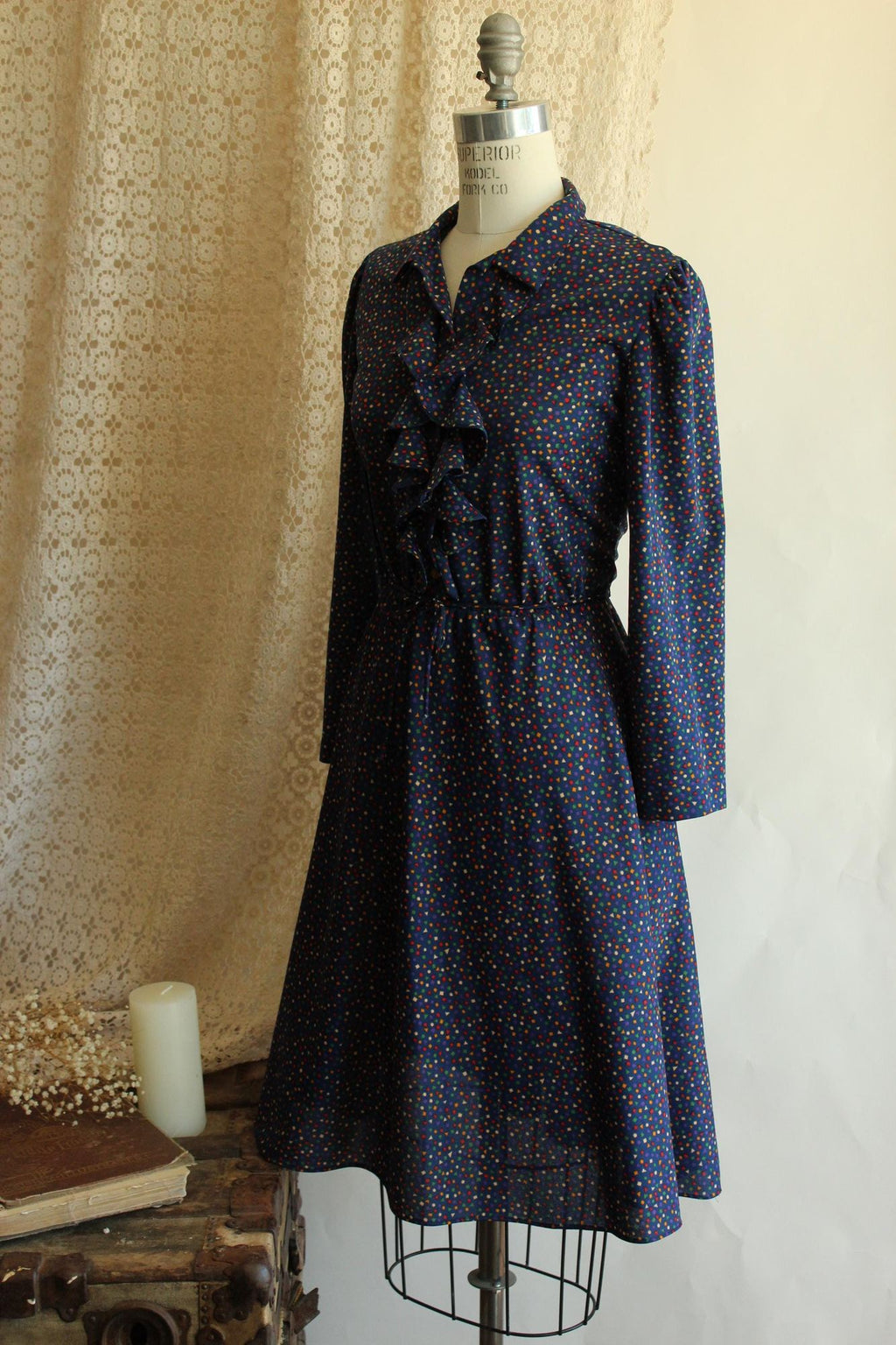 Vintage 1970s Dress with Pockets and Tie Belt by JC Penney