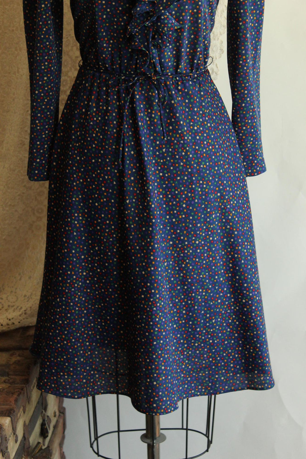 Vintage 1970s Dress with Pockets and Tie Belt by JC Penney
