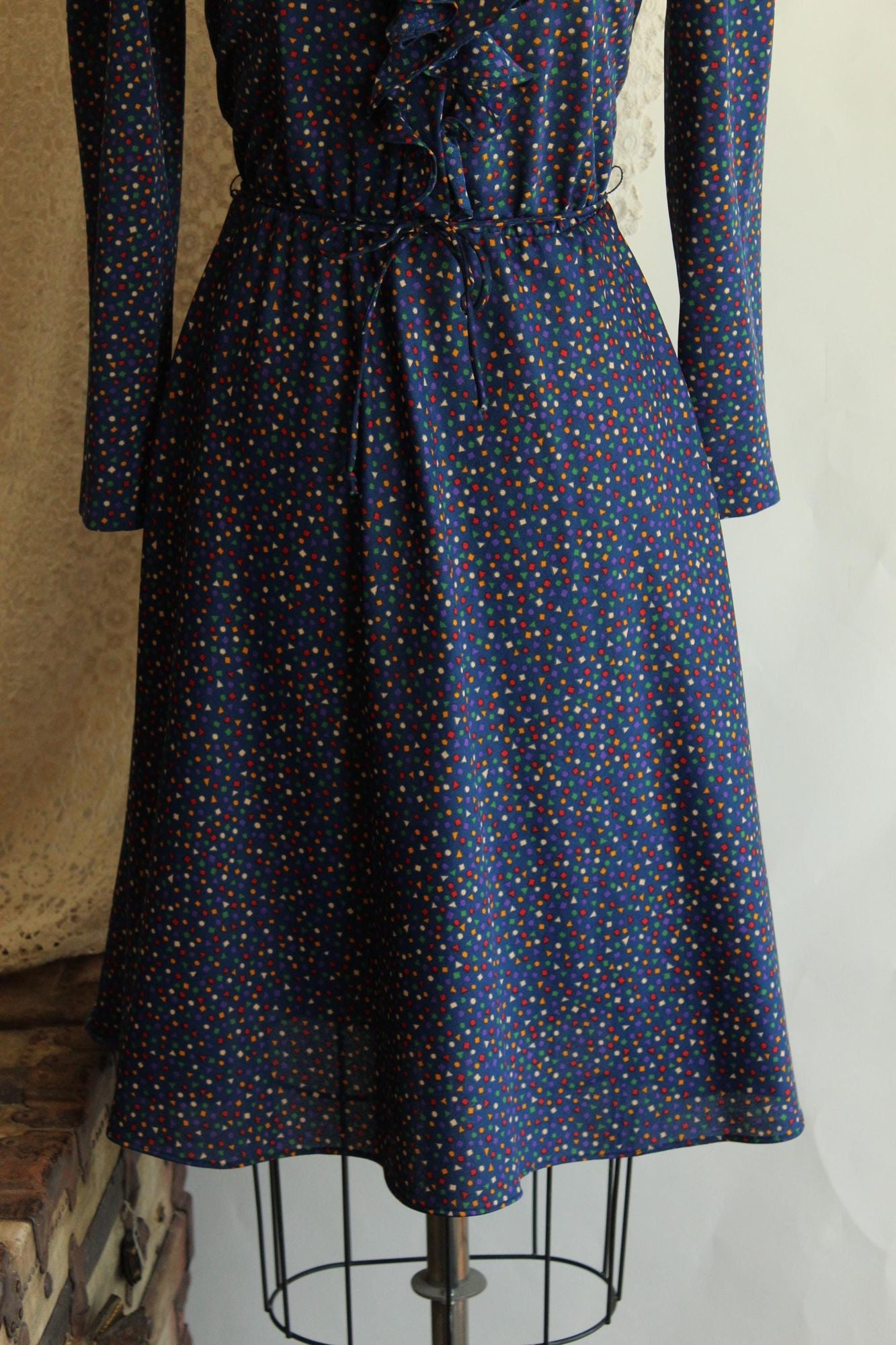 Vintage 1970s Dress with Pockets and Tie Belt by JC Penney