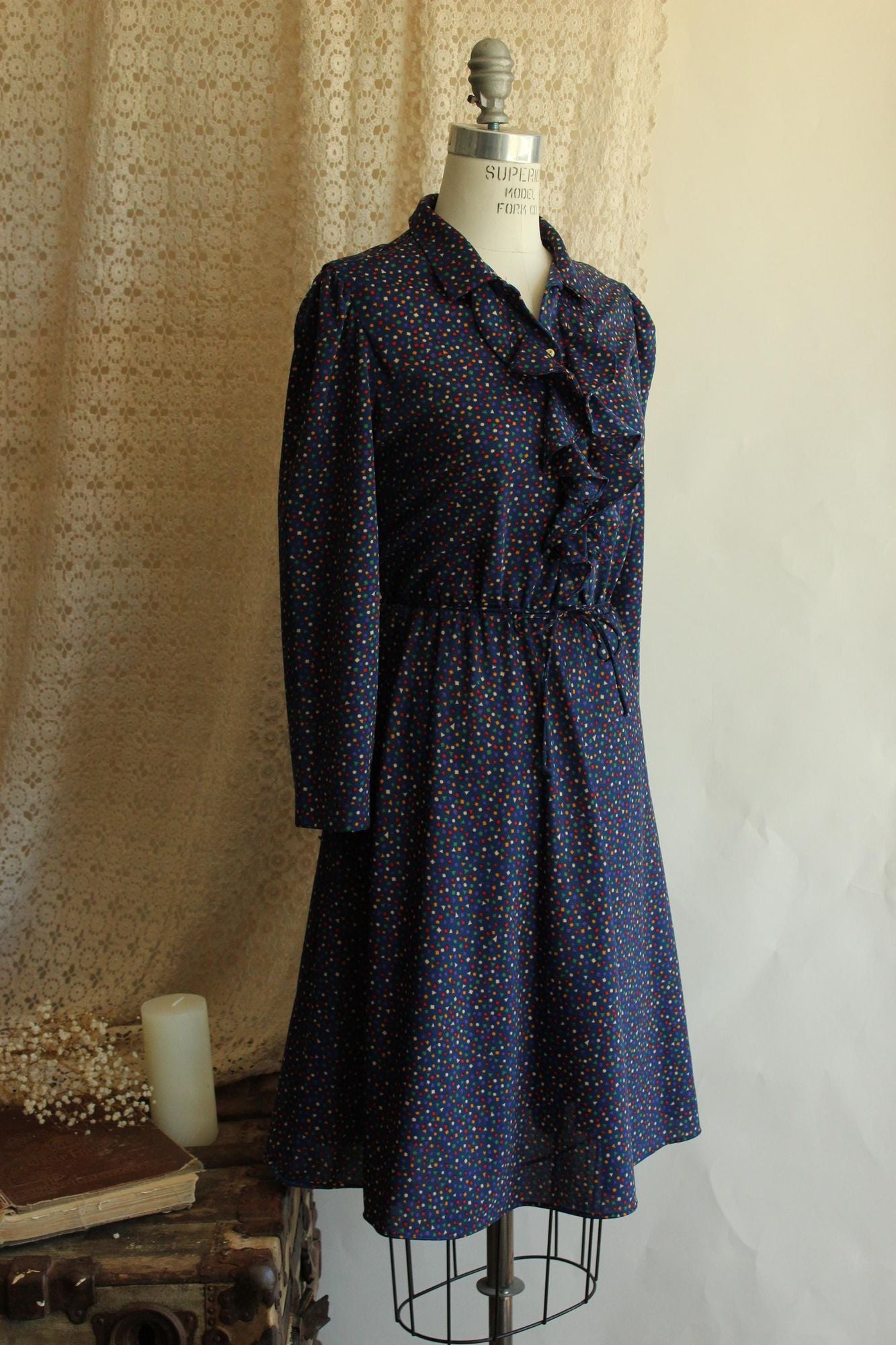 Vintage 1970s Dress with Pockets and Tie Belt by JC Penney