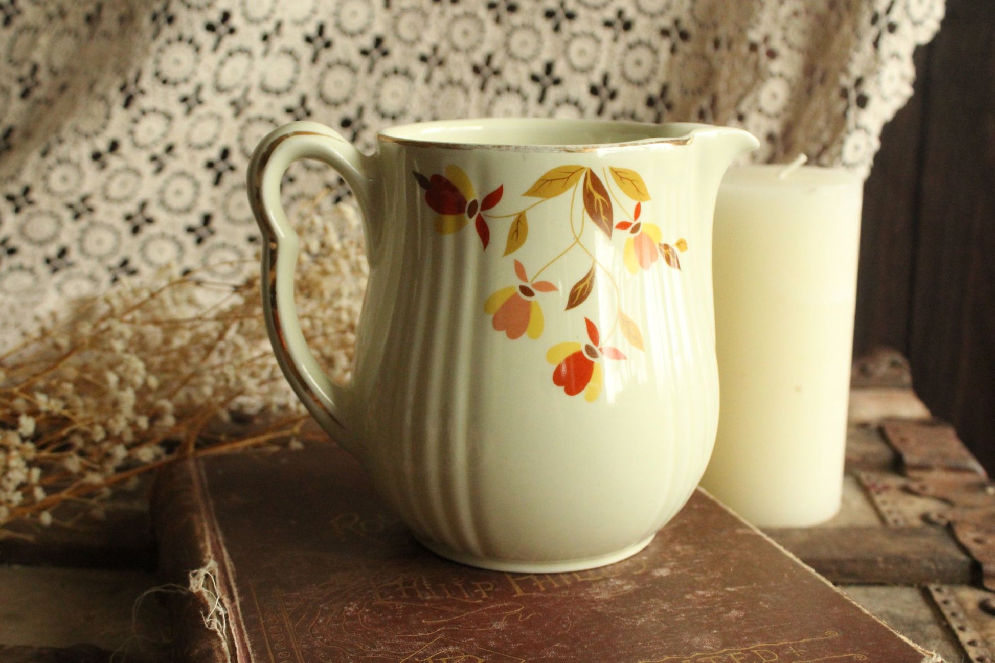 Vintage 1960s Halls Superior Autumn Leaf Pitcher