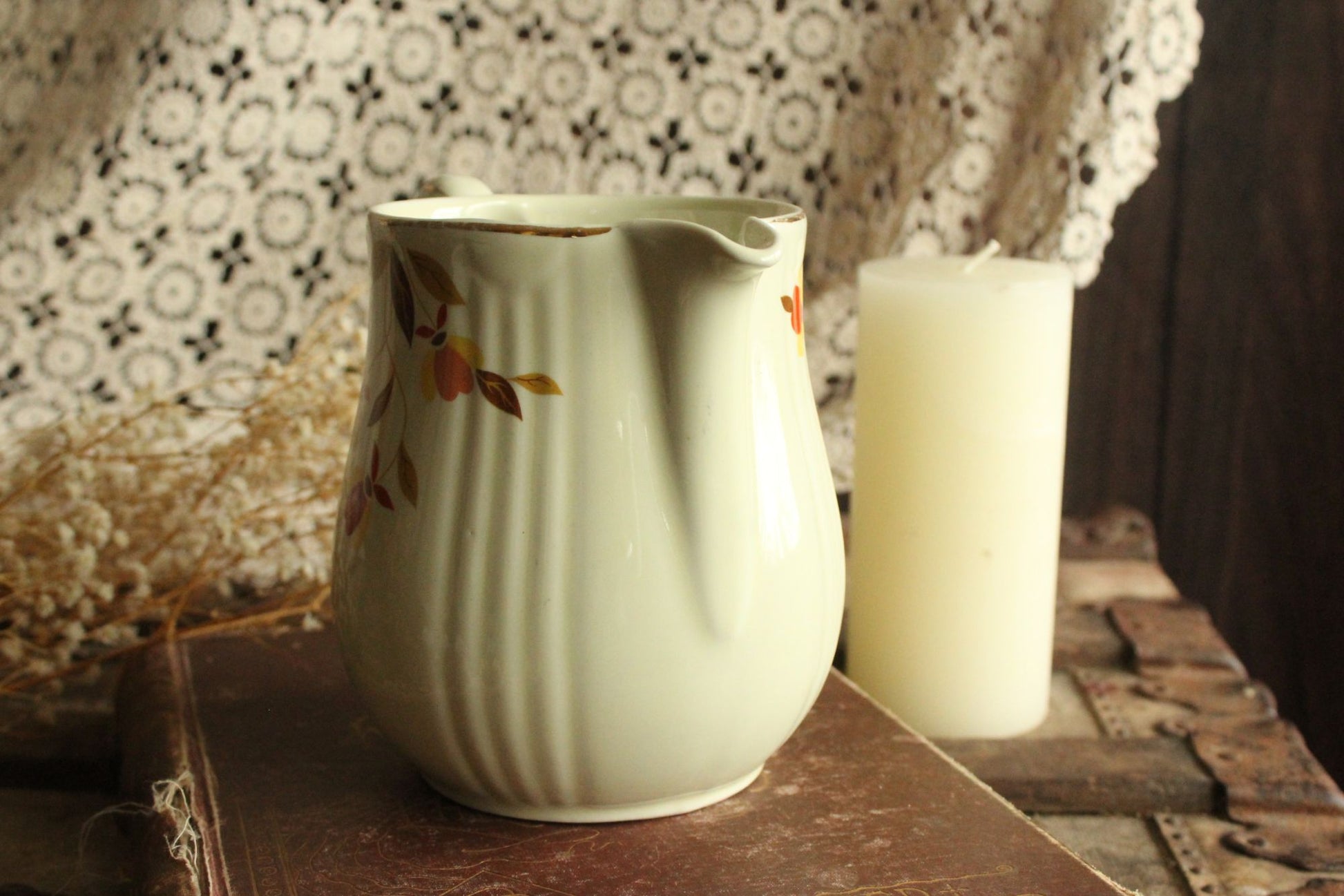 Vintage 1960s Halls Superior Autumn Leaf Pitcher