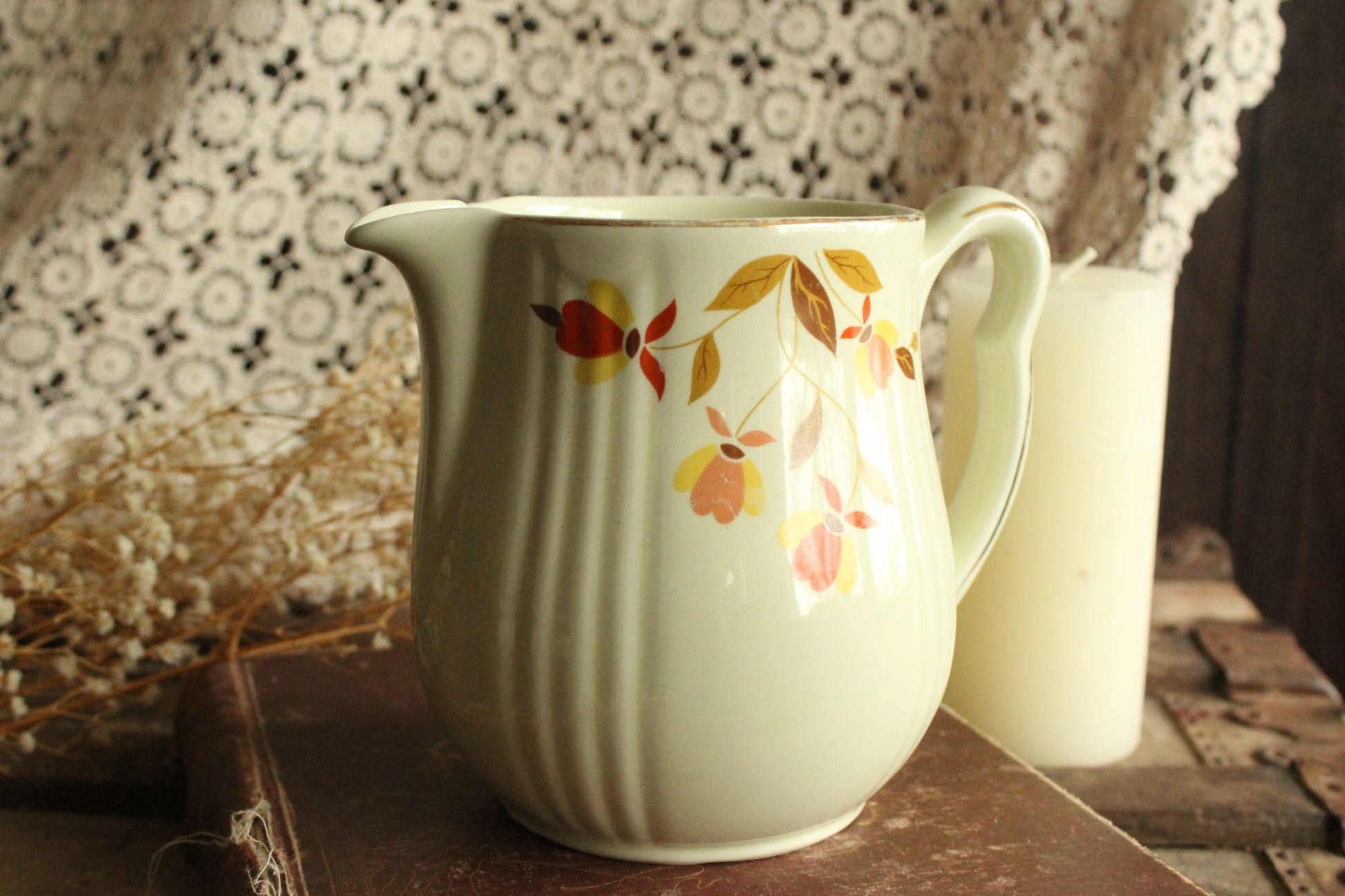 Vintage 1960s Halls Superior Autumn Leaf Pitcher