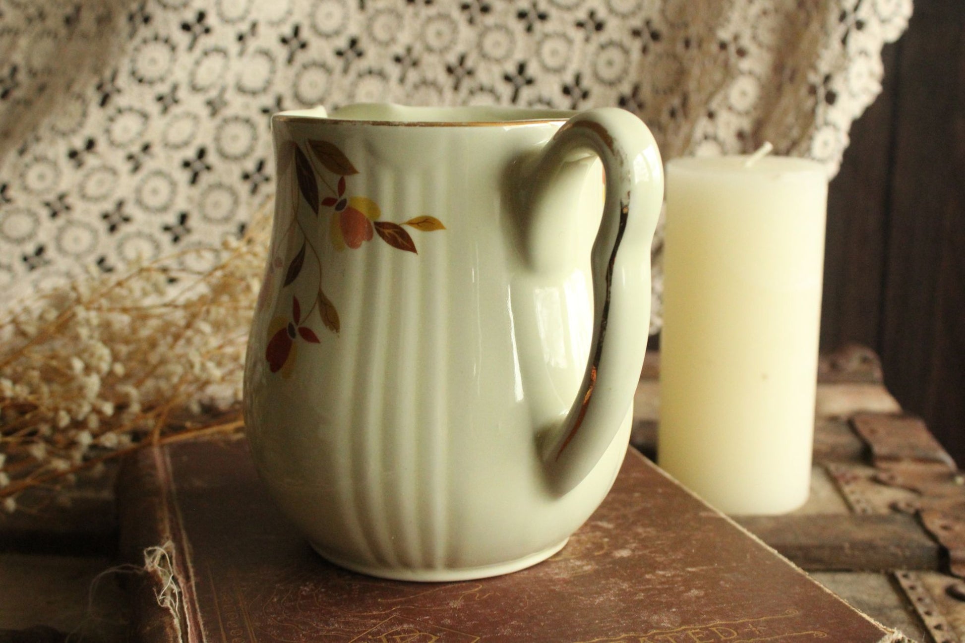 Vintage 1960s Halls Superior Autumn Leaf Pitcher